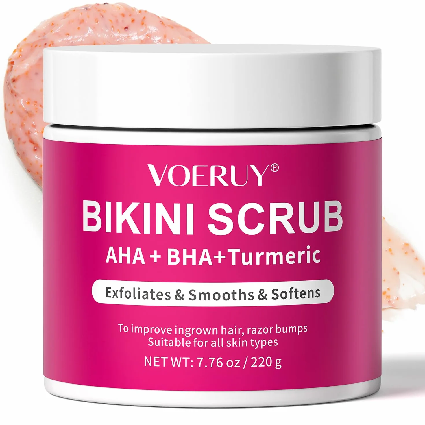 Gommage Bikini AHA BHA Curcuma 220g Élimine Poils Incarnés Peau