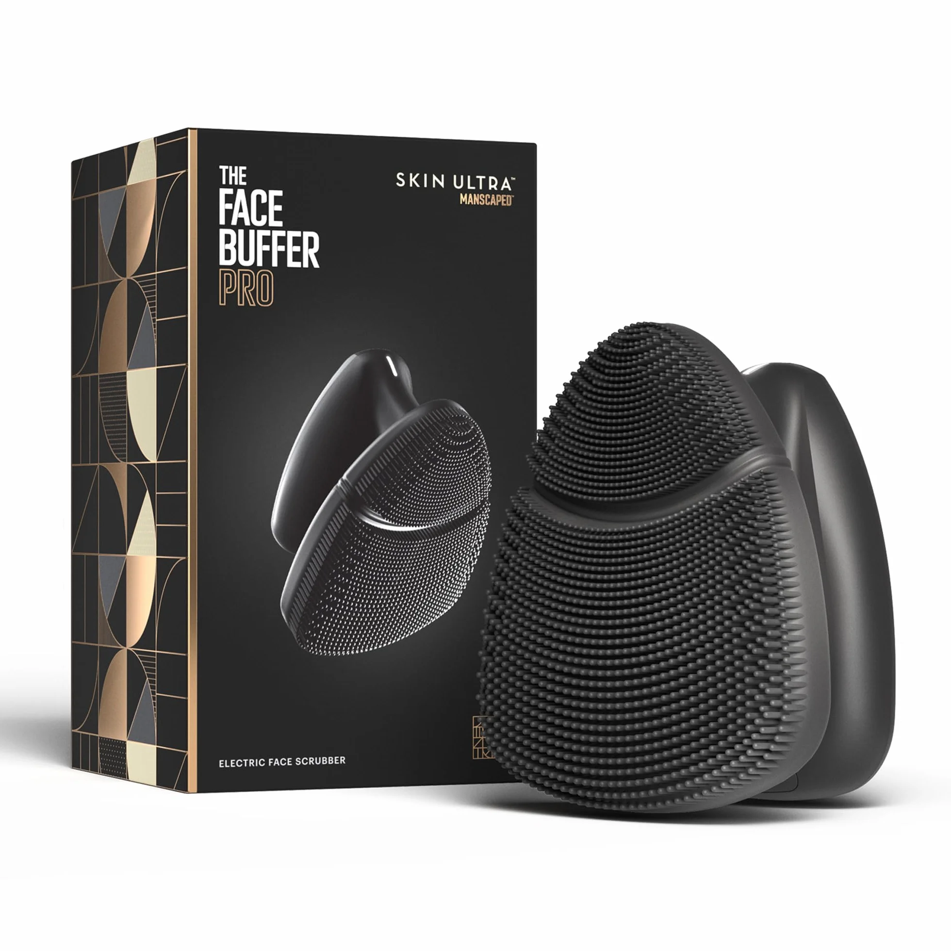 MANSCAPED® The Face Buffer PRO - Brosse nettoyante visage électrique en silicone pour hommes, pour un nettoyage et une exfoliation en profondeur, 3 modes de nettoyage, 2 vitesses de vibration sonique