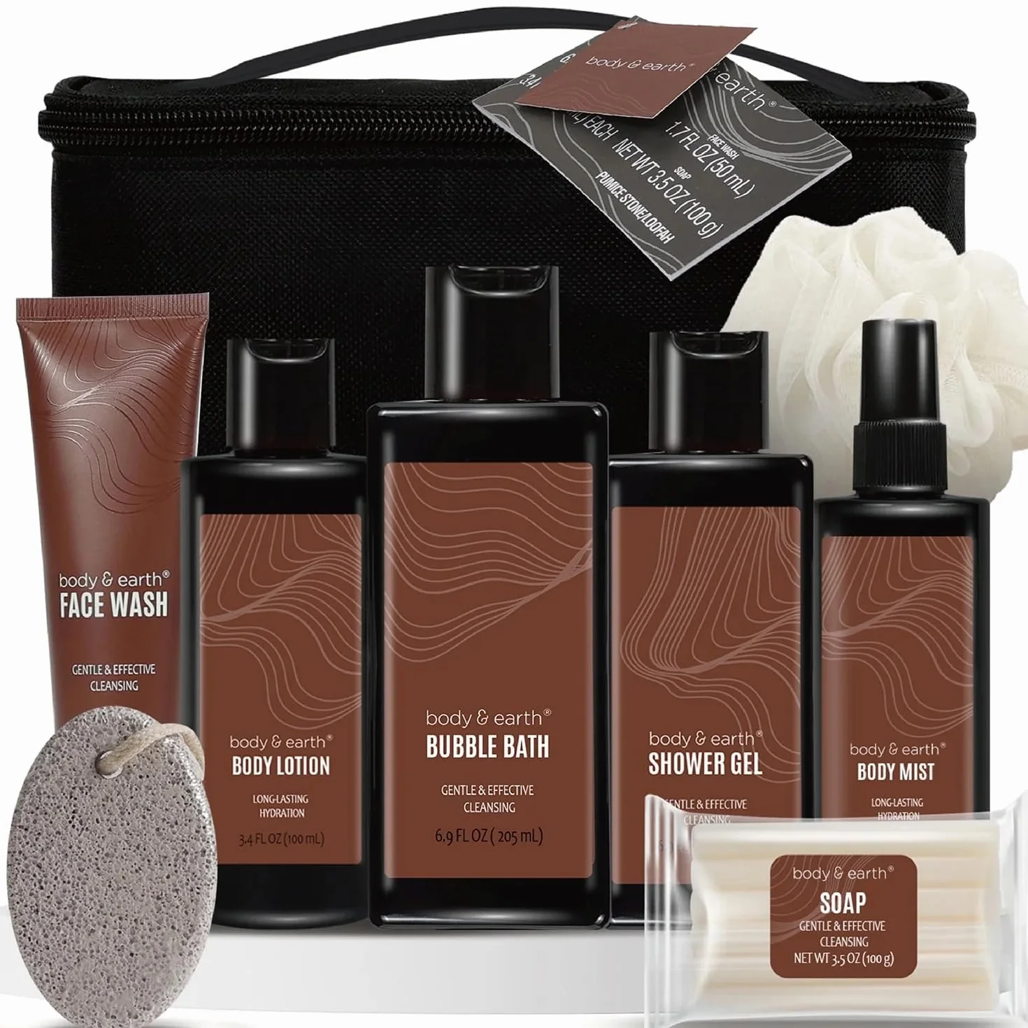 Coffret Cadeau Soin Homme 8 Pièces Gel Douche Bain Moussant Gommage Nettoyant Visage Sel de Bain Lotion Corporelle Parfum Bois de Santal
