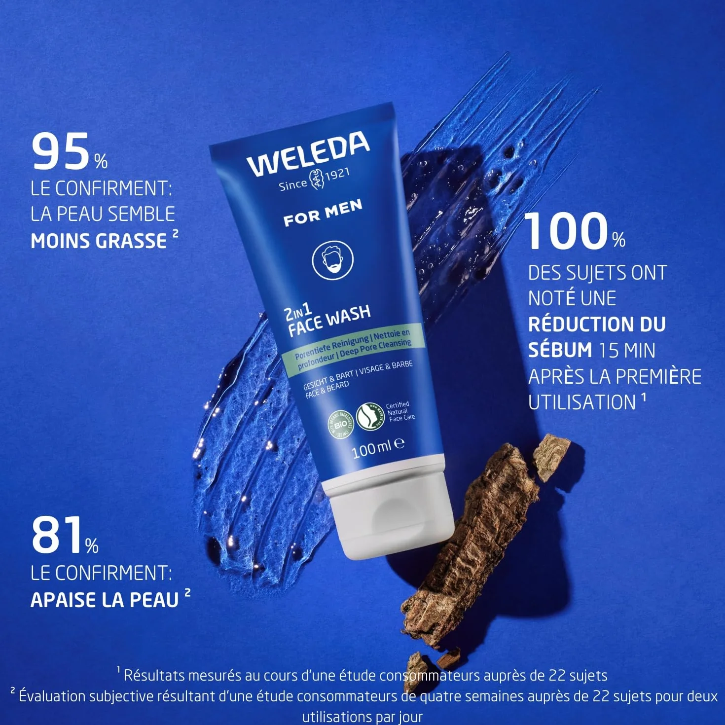 WELEDA Gel nettoyant 2en1 visage et barbe Homme 100 ml