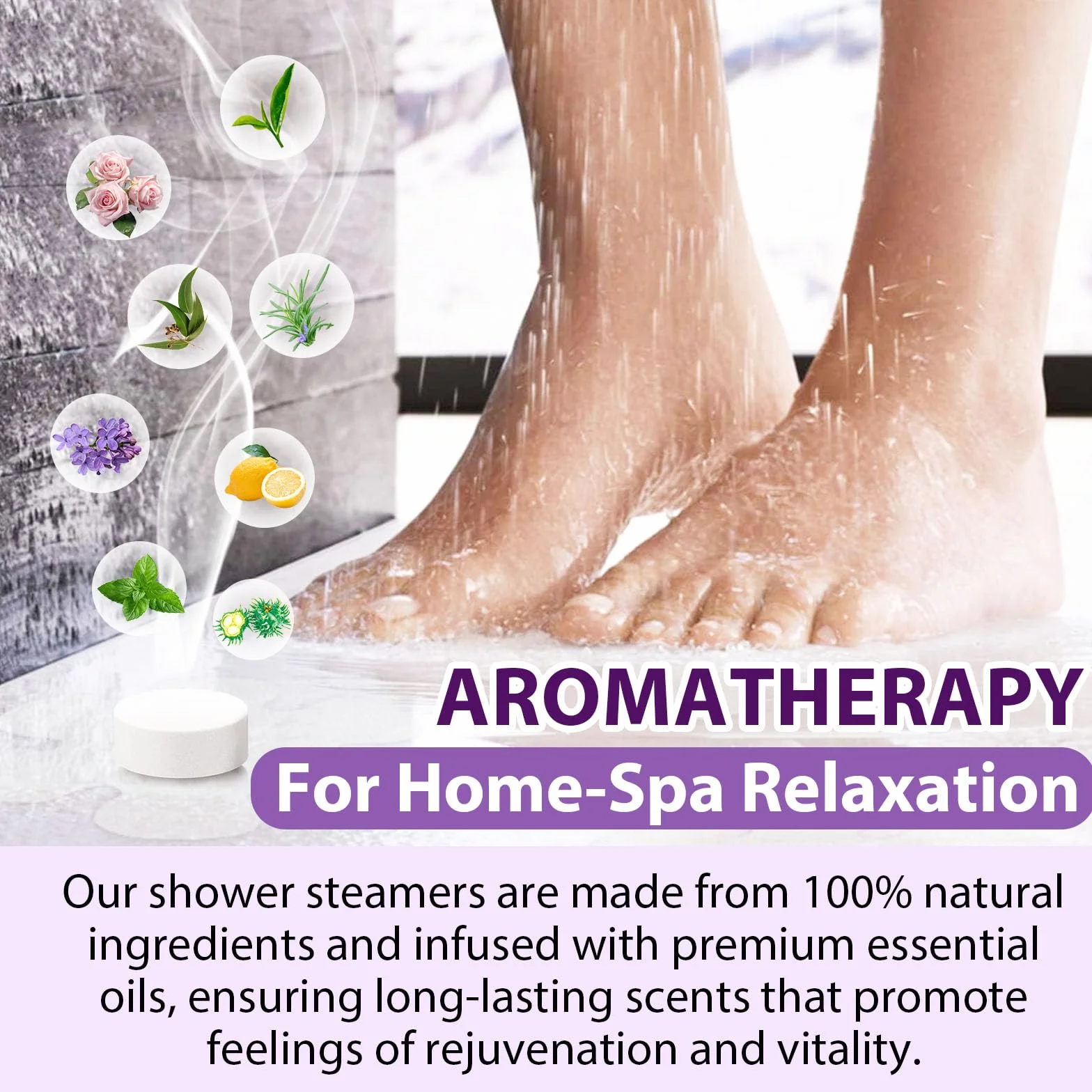 Set de vapeurs de douche d'aromathérapie 8 comprimés huiles essentielles premium soulagement du stress relaxation