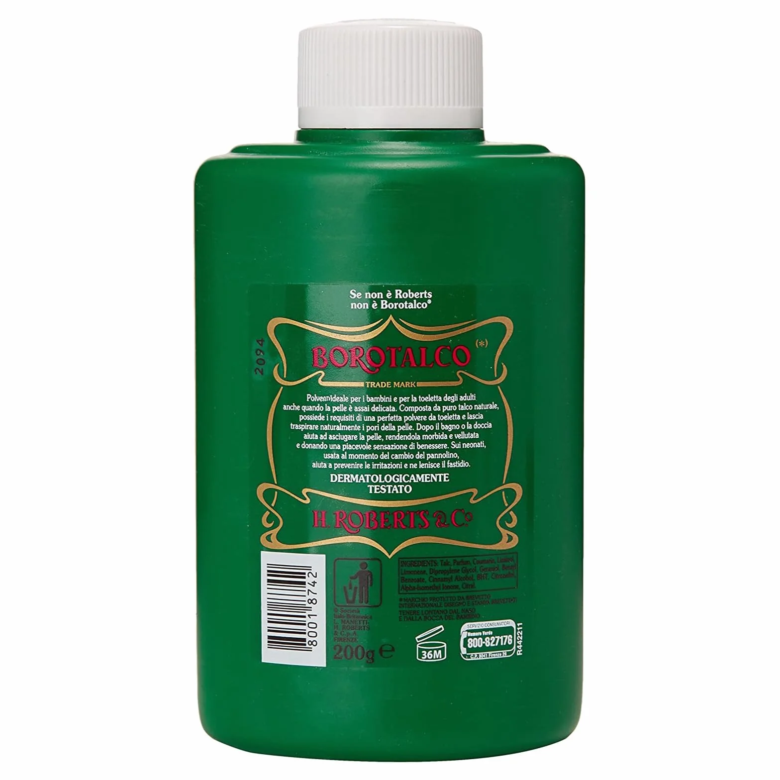 Borotalco Roberts Poudre Multi-Usages Super Absorbante Rafraîchissante Peaux Sensibles 4x200g