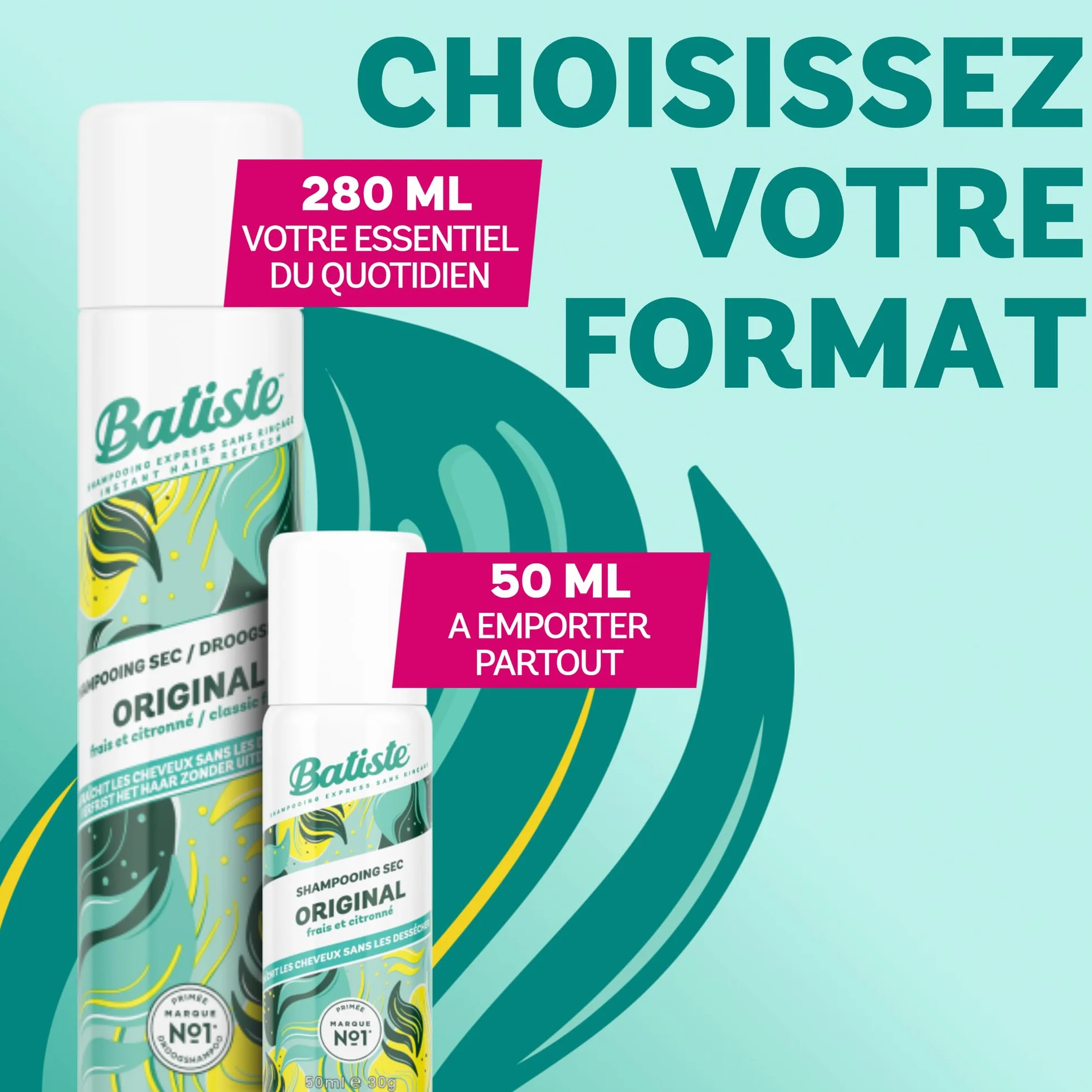 Batiste Shampooing Sec Original Grand Format 280ml Parfum Citronné