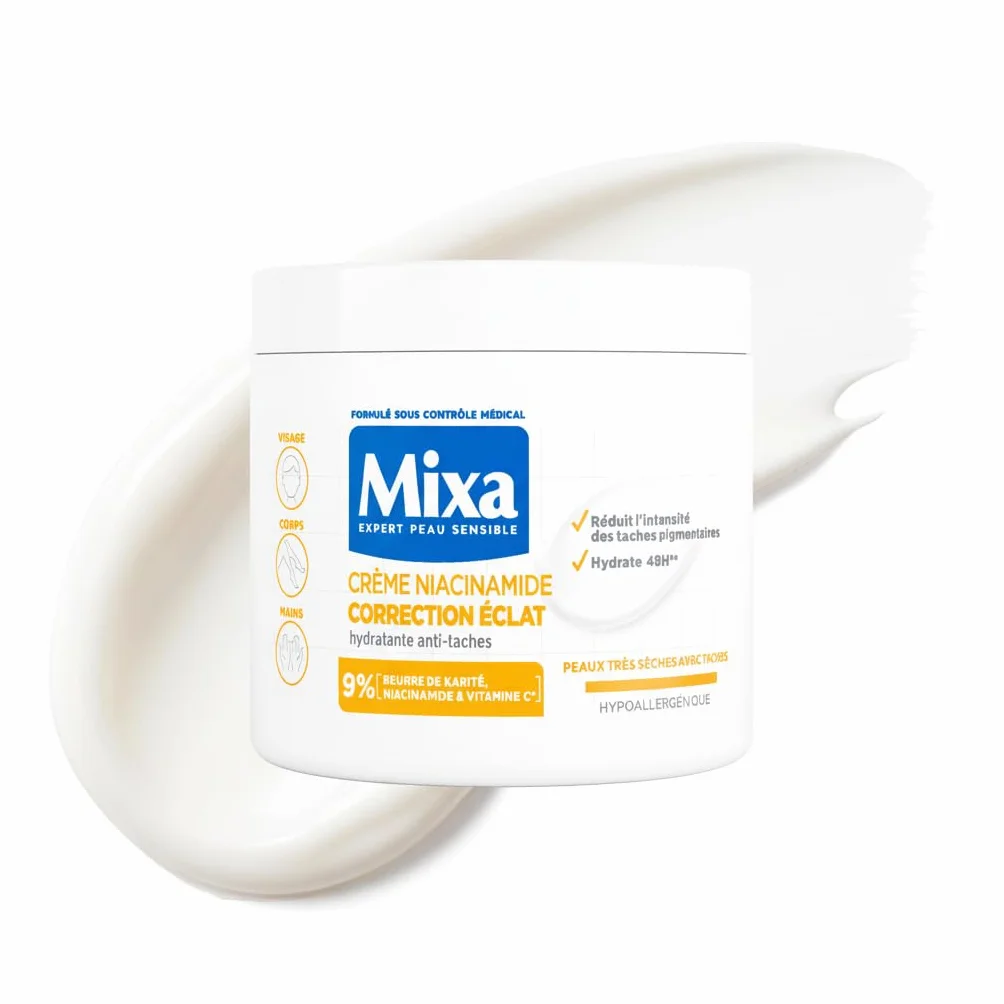 Mixa Crème Niacinamide Correction Éclat Hydratante Anti-Taches Beurre de Karité Vitamine C 400ml