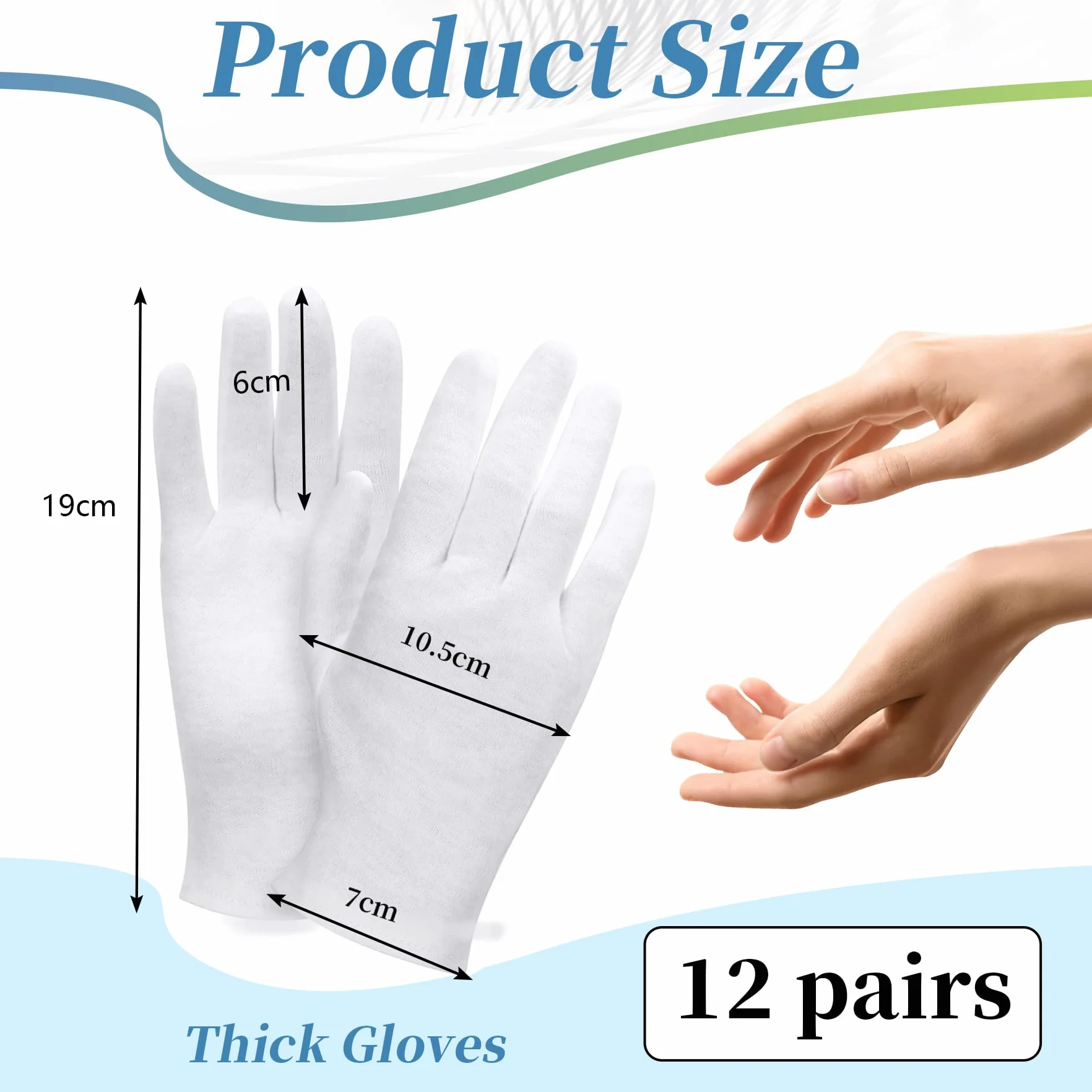 Gants Hydratants en Coton Blanc, Protection l'eczéma pour Peau Sèche et Sensible, Gants de Travail Minces