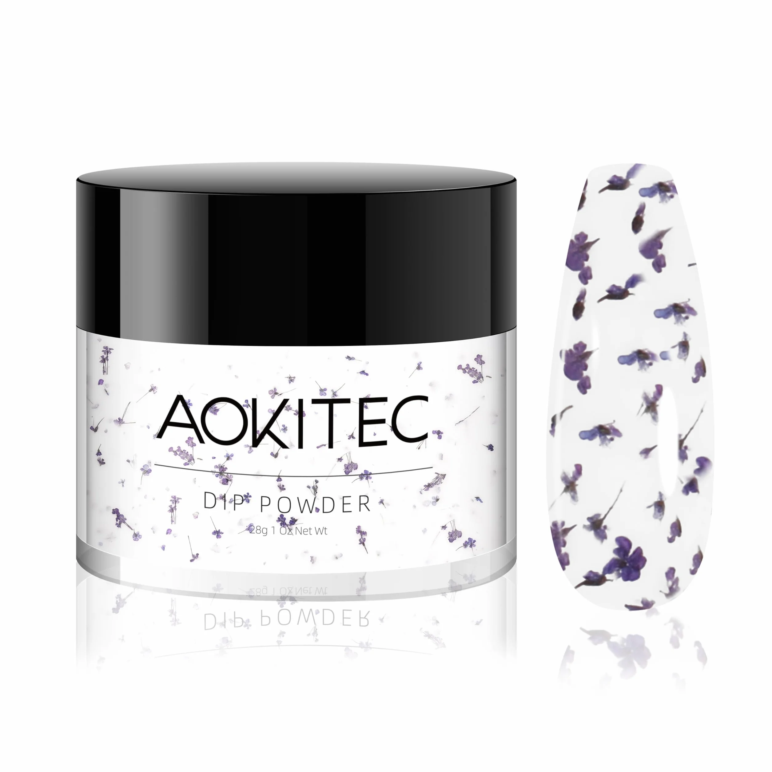 Aokitec Poudre à Tremper Fleurs Séchées Violettes 1 oz Nail Art Décoration