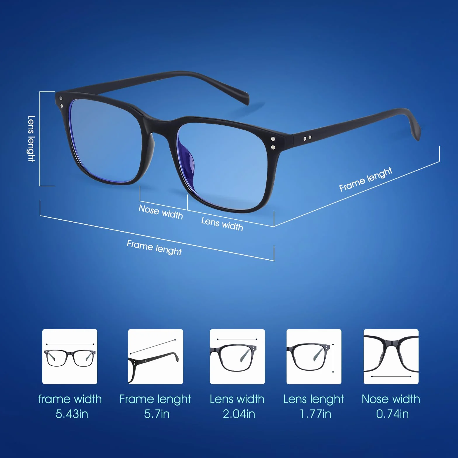 Lunette Anti Lumière Bleue à Verres Transparents Anti Fatigue Oculaire Filtre Anti UV pour Gaming PC