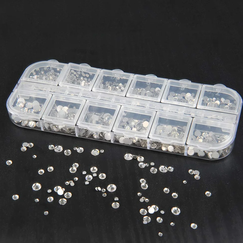 FOCCTS Kit Manucure Nail Art Strass Ongles 4 Boîtes Strass 4 Stylos Vernis 1 Pince à Épiler Décoration 3D