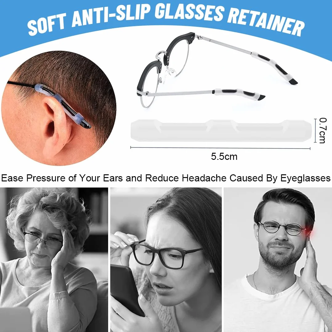 JEYORZY 8 Paires de Couvre-têtes en Silicone Anti-glisse pour Lunettes, Blanc