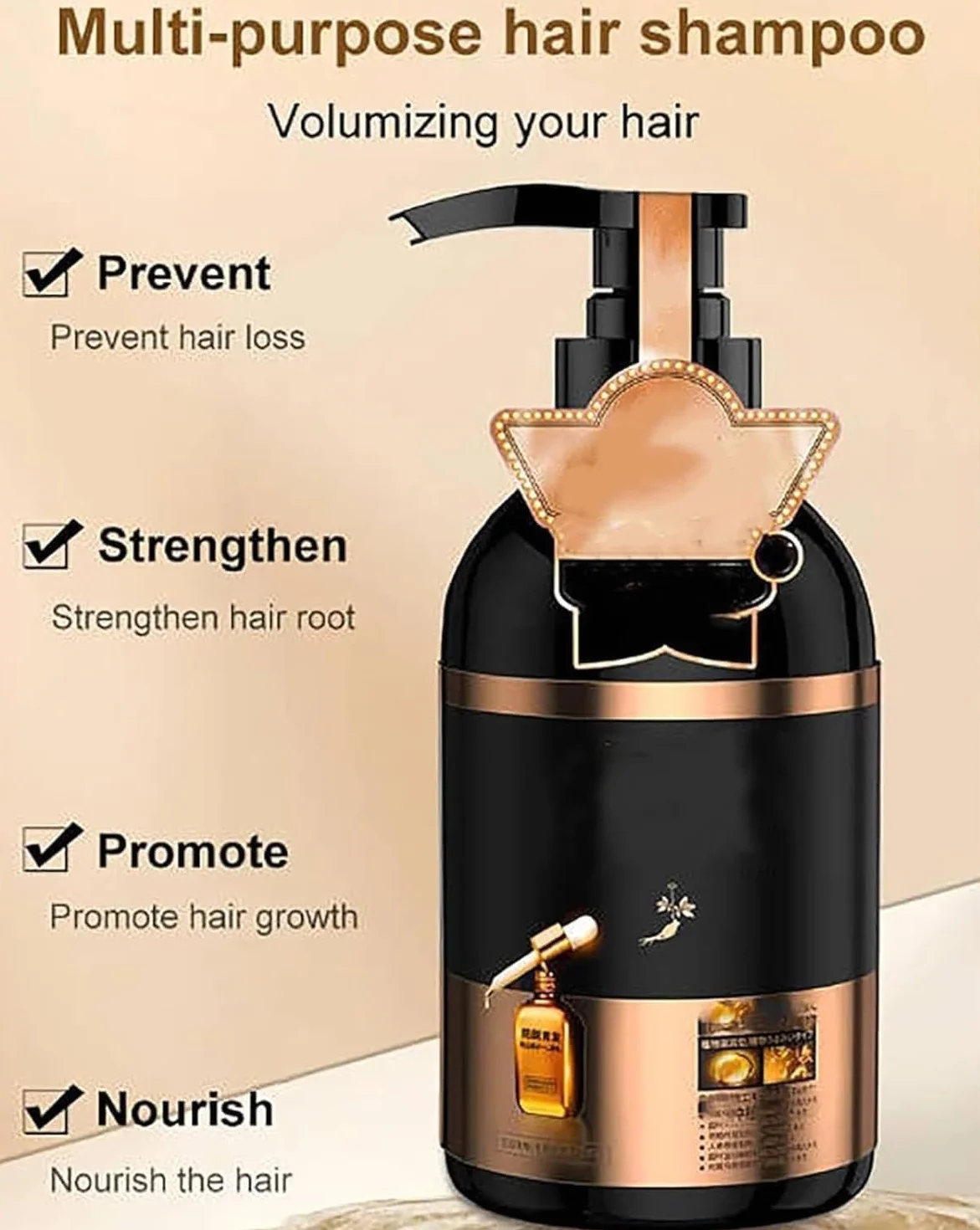 Shampoing anti-perte de cheveux, shampooing japonais au ginseng, shampooing Bai Hei Ke, shampooing volumisant multi-usages, shampooing anti-chute de cheveux à l'extrait de gingembre, formule
