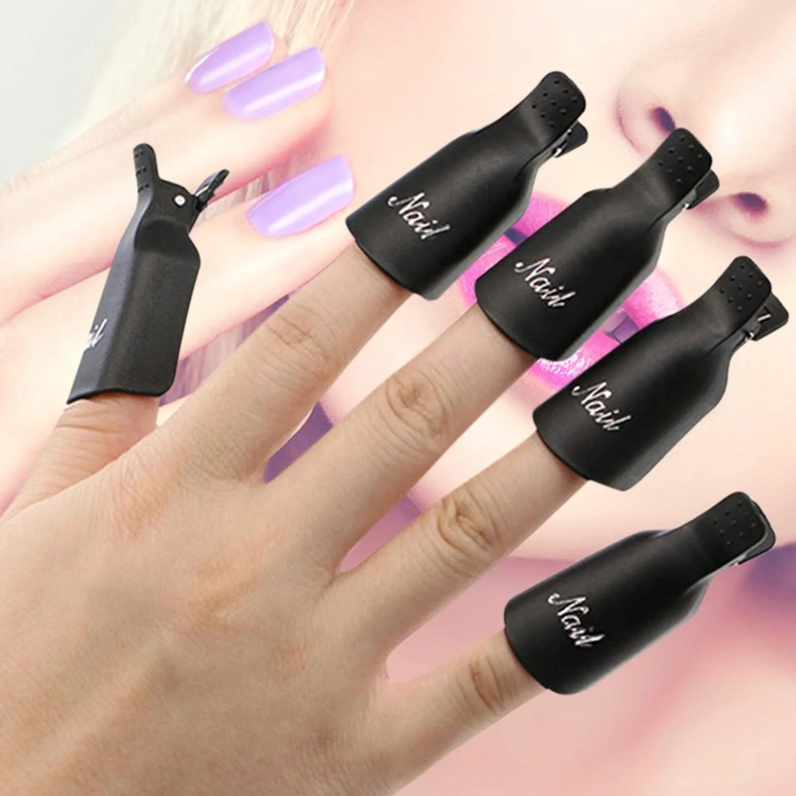 10 Pièces Dissolvant Clips à Ongles en Acrylique Kit Manucure avec 2 Coupe Cuticules