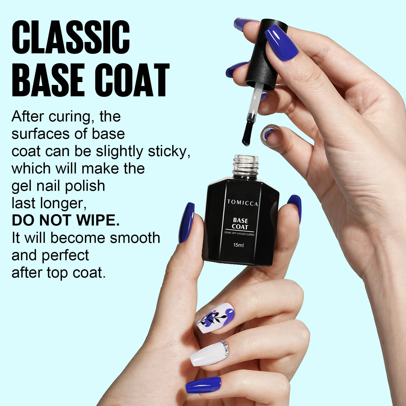 TOMICCA 15ml Matte Top Coat Base Coat Vernis Semi Permanent Set UV LED Nail Art Manicure