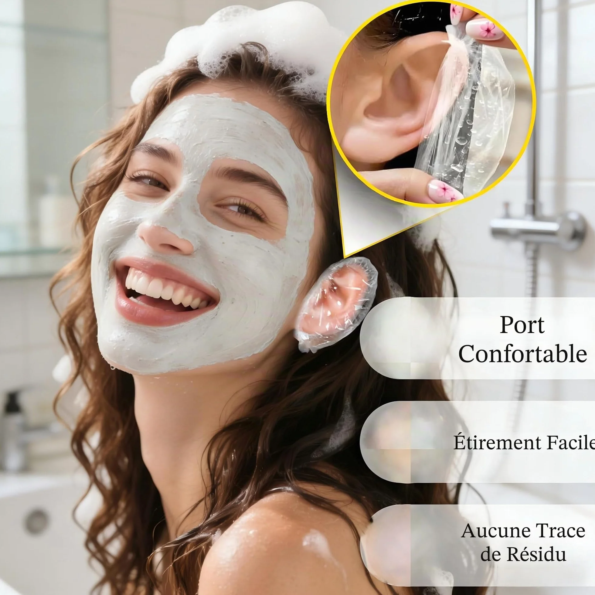 Bonnets douche jetables transparents plastique pour adultes salons coiffure bains
