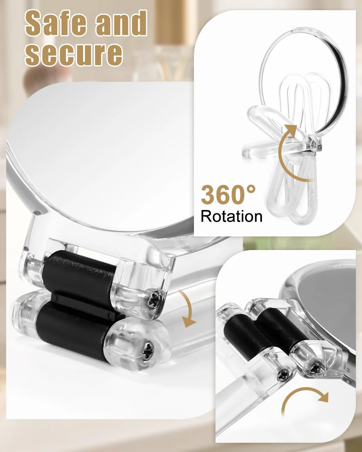 Miroir Grossissant 30X Double Face 1X/30X avec Poignée Pliable 360° Miroir de Maquillage Portable