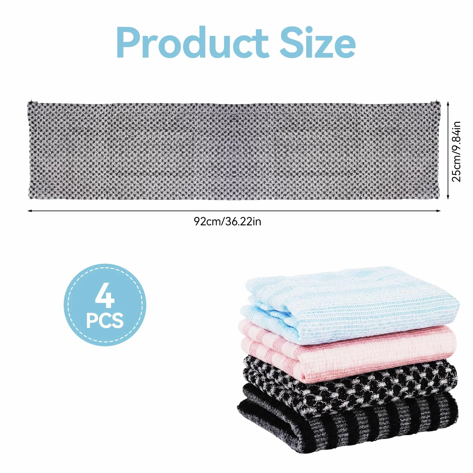 Serviette Exfoliante Japonaise 92 x 25 cm 4 Pièces pour Dos Épaules Jambes