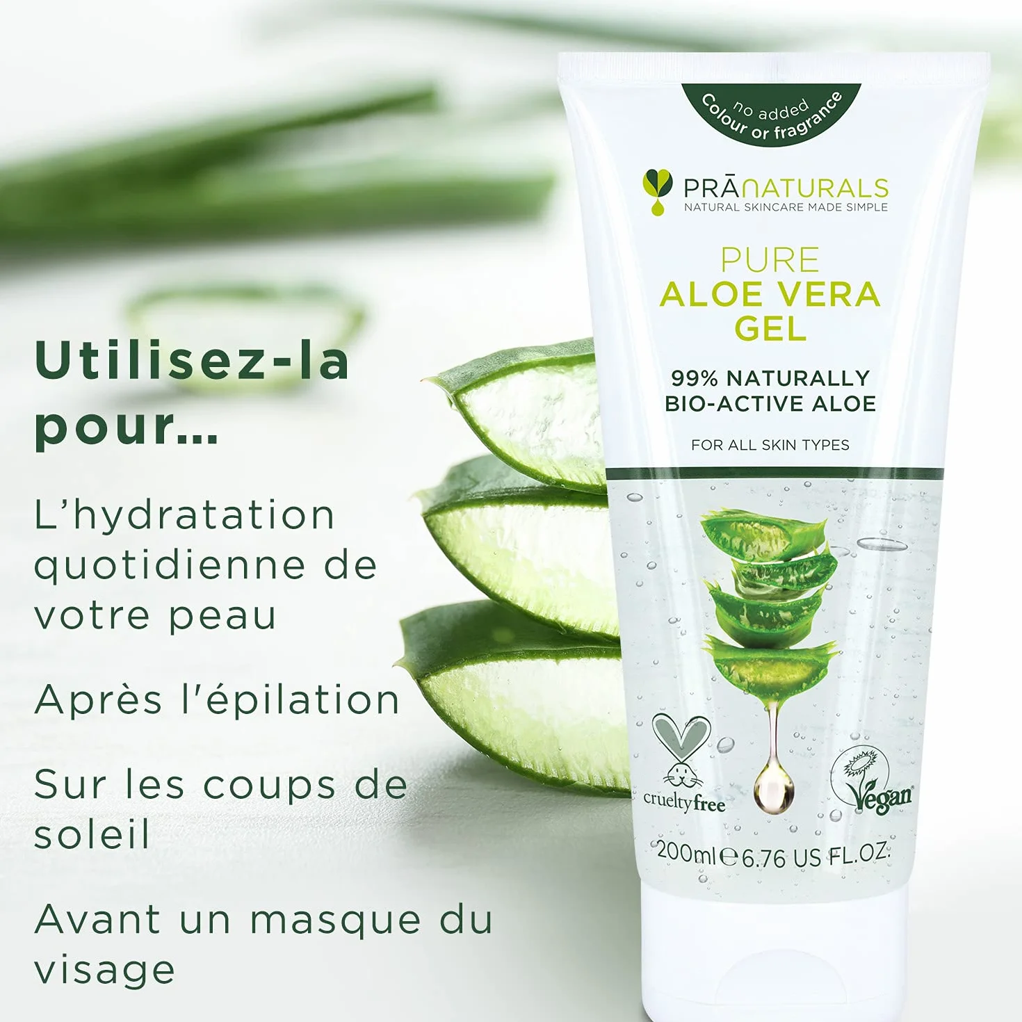 PraNaturals Gel à L’Aloe Vera 200ml Apaisant Hydratant