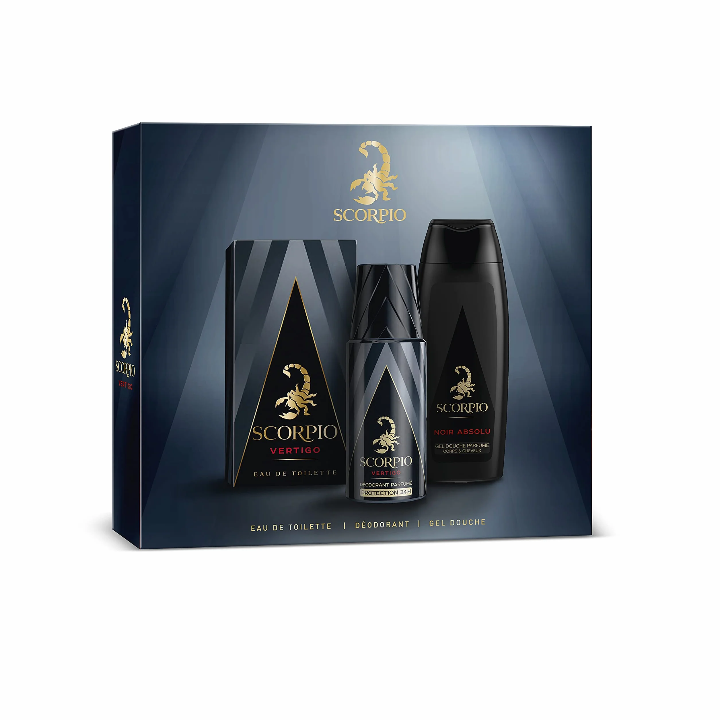 SCORPIO - Vertigo Coffret pour Homme - Coffret Cadeau Homme - 3 produits - Eau de Toilette + Déodorant + Gel Douche