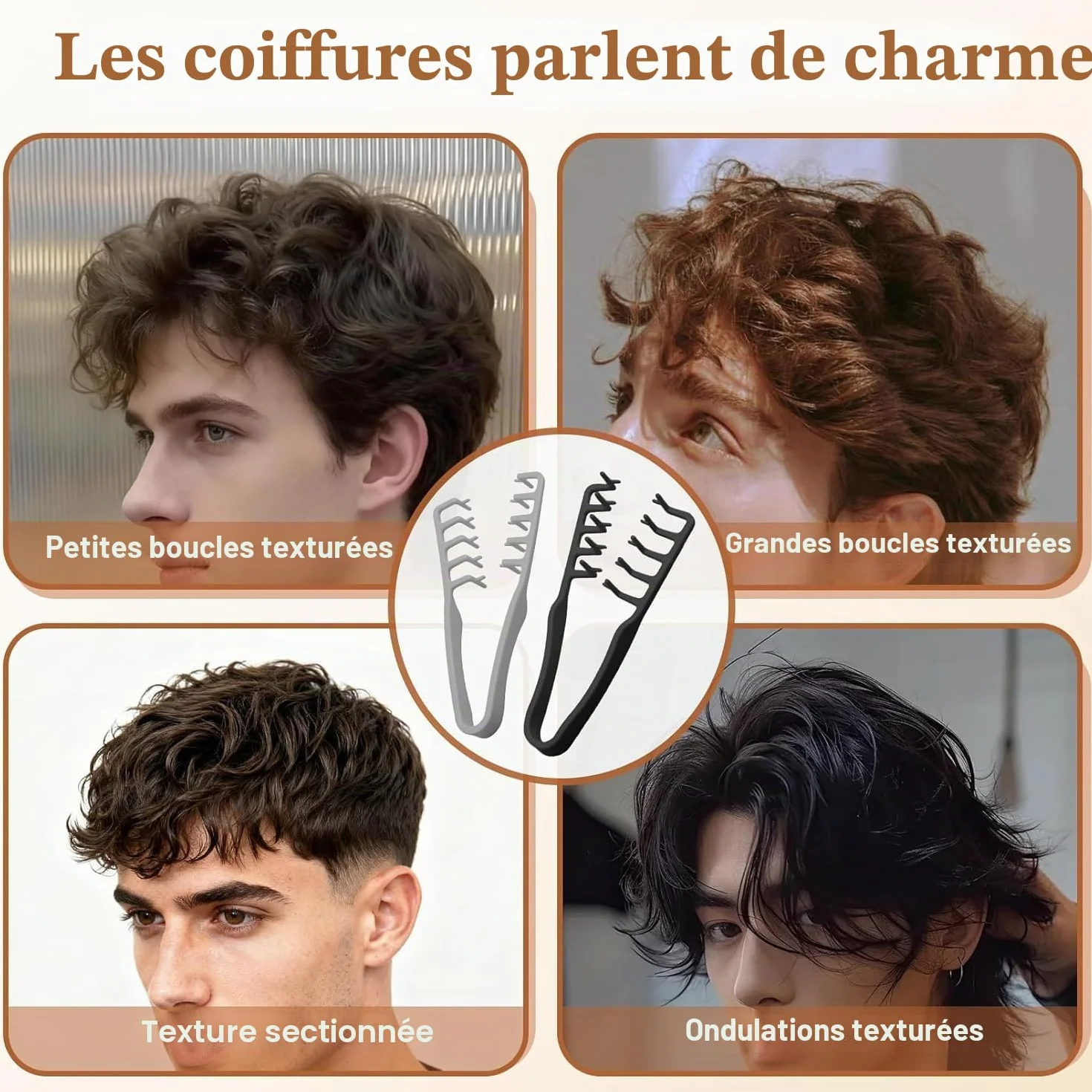 STRUKTURPASTE Peigne Cheveux Texture Pliable, Peigne Texture Homme Dent Large, Outil Volumisant Racines, Accessoire Coiffant
