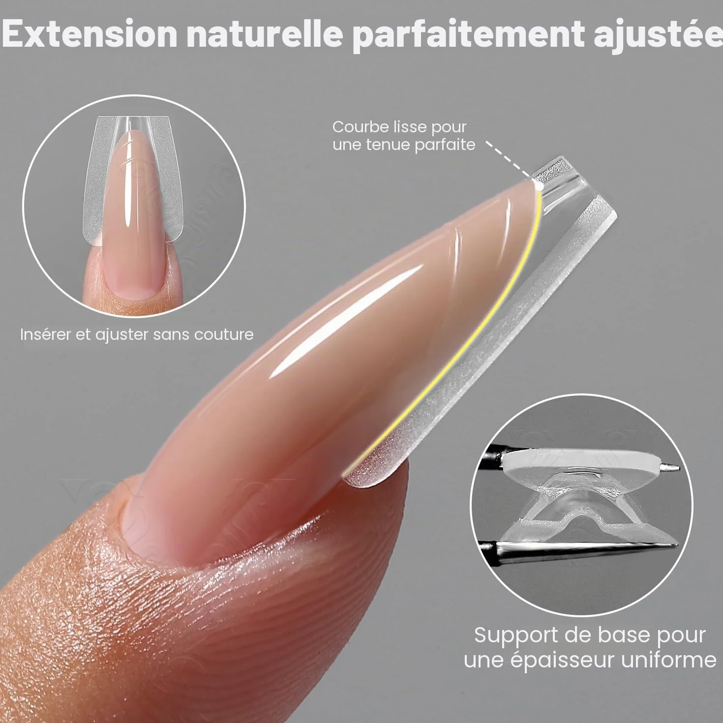sandwich originaux formes doubles,240ps moule d'ongles pour l'extension rapide des ongles, 15 tailles forme en plastique, outils d'art des ongles de salon(W558-Almond)