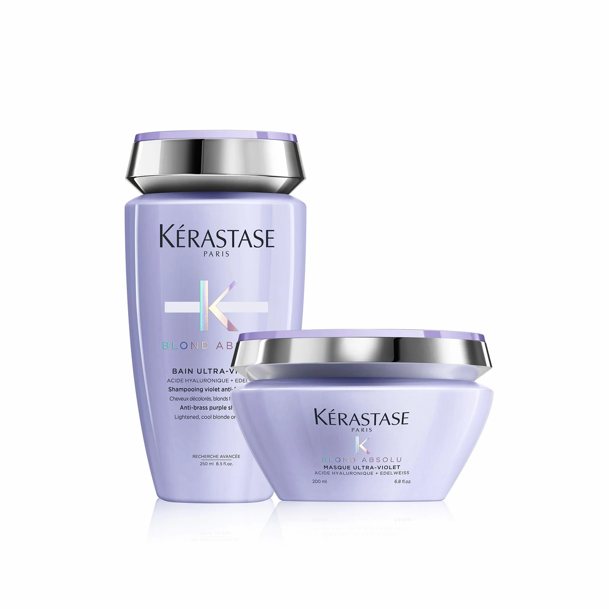 KÉRASTASE Blond Absolu - Routine Anti UV Pour Cheveux Méchés & Décolorés - Illumine & Neutralise Les Faux Reflets - Acide Hyaluronique & Edelweiss - Shampoing + Masque
