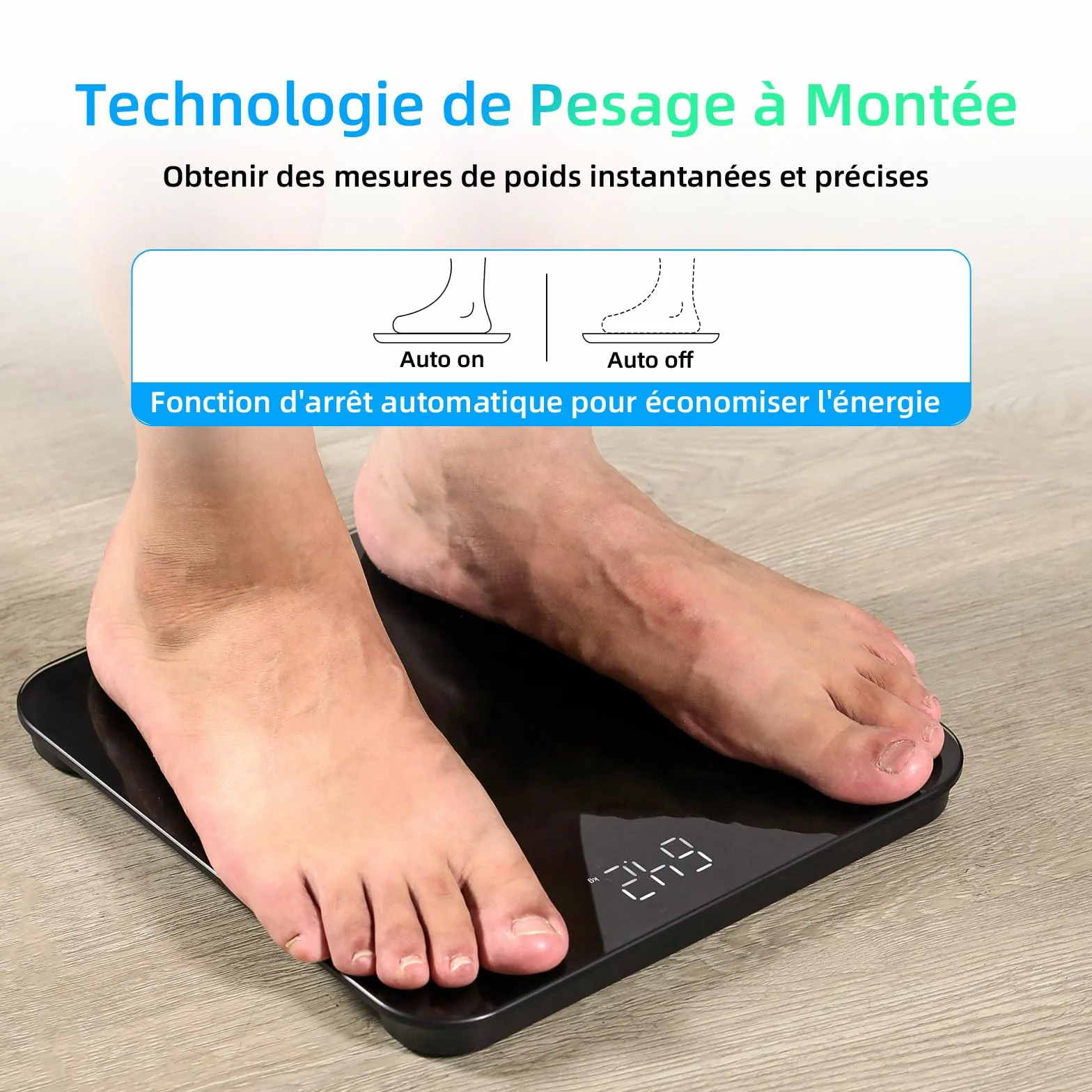 Healthkeep Balance Personne Numérique Haute Précision 180kg 400lb Verre Trempé 5mm