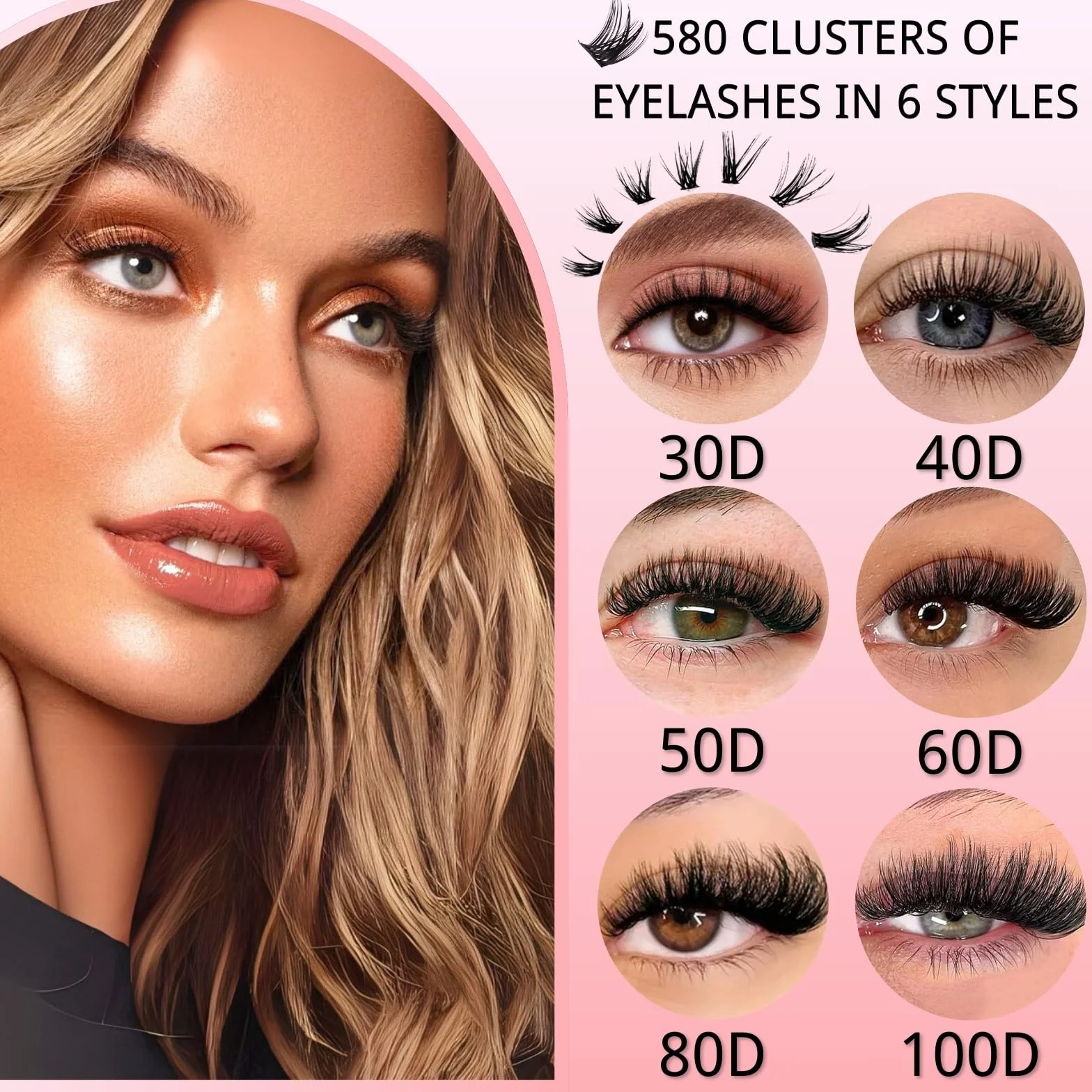 KEYRI 580 Pièces Faux Cils Individuel Extension Cils Kit DIY 8-16mm Mix