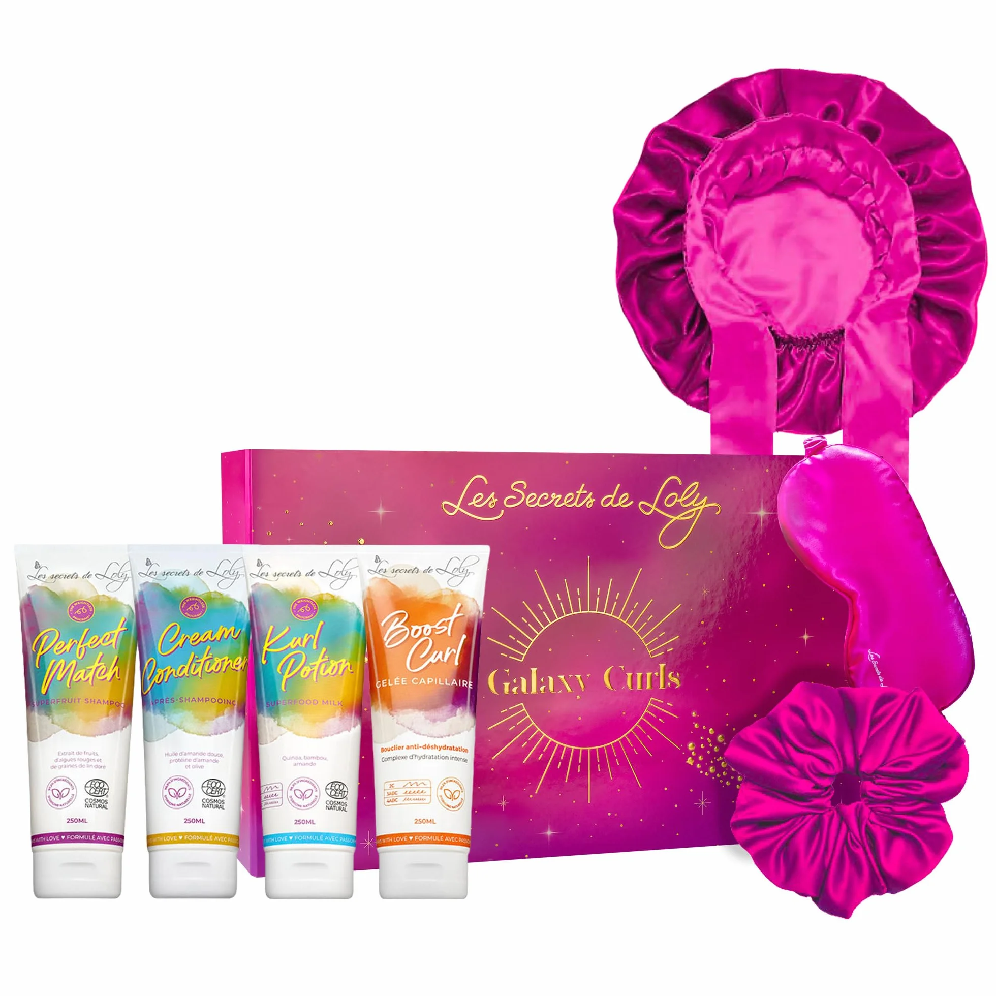 Les Secrets De Loly Coffret Noël Ondulés Routine 4 Produits 3 Accessoires Satin Hydratation Définition Cheveux Ondulés 97% Galaxy Curls