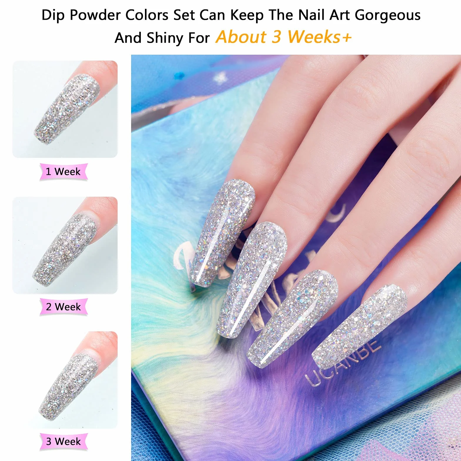 Kit de Poudre à Ongles 34Pcs 12 Couleurs Dip Powder Noir Blanc Paillette Acrylique Transparente avec Base Finition Activateur Pinceau Nail Art Manucure