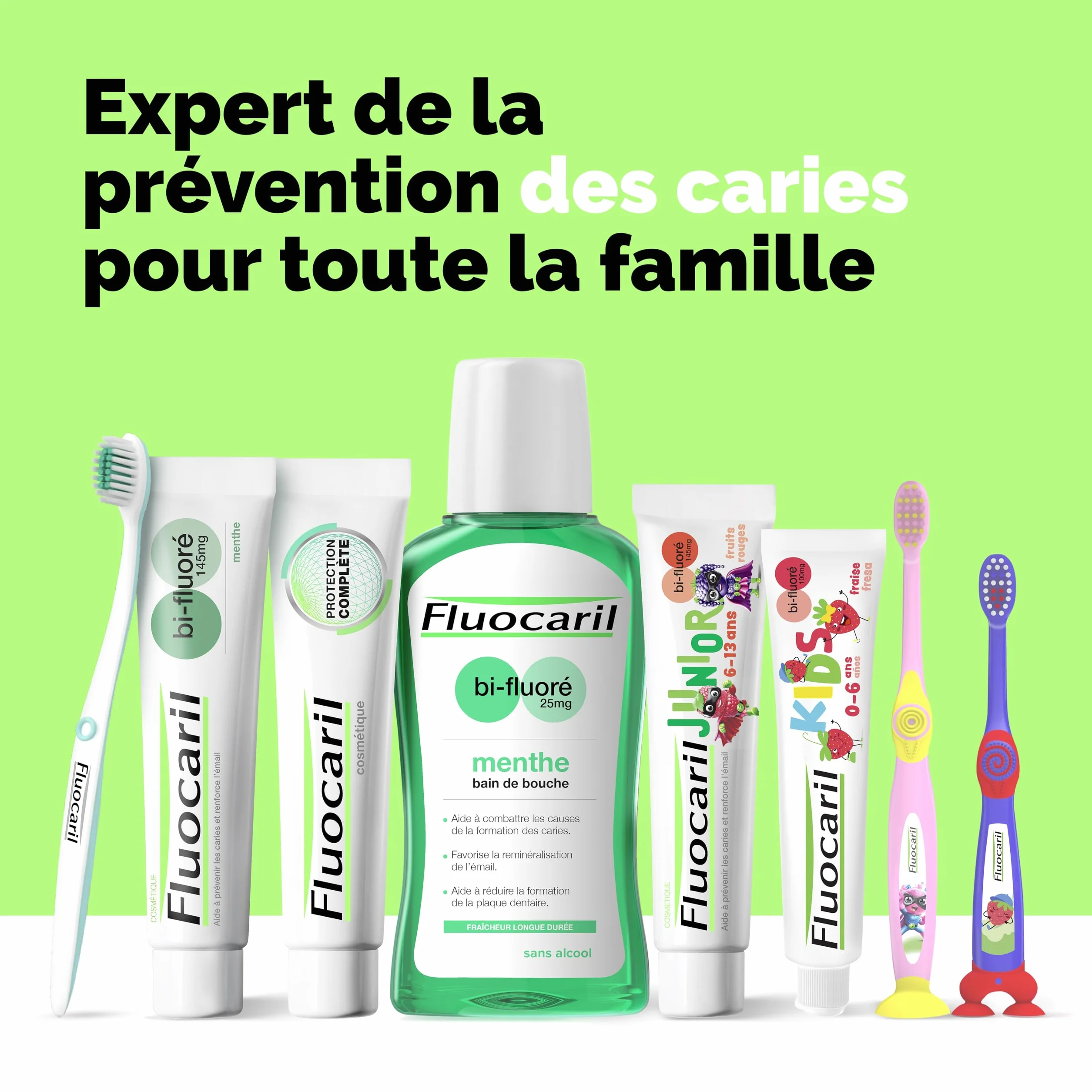 Dentifrice Anti-Caries Bi-fluoré 145mg Menthe, Email Renforcé, Haleine Fraîche (Lot de 3x 75ml)