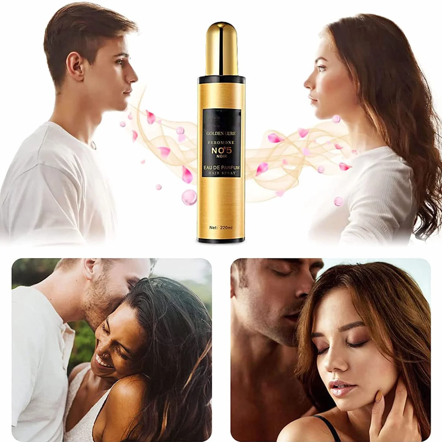 L'UODAIS Golden Lure Feromone Hair Spray Perfume Oil Long Lasting Pheromone Hair Oil (Black+Gold)