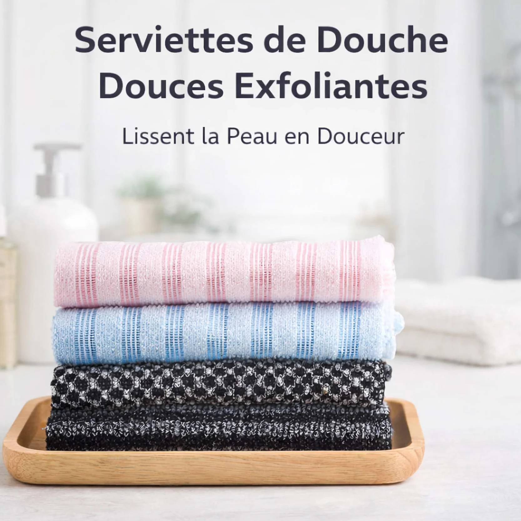 Serviette De Douche Exfoliante Ecovia, Séchage Rapide, Portable (3PC)