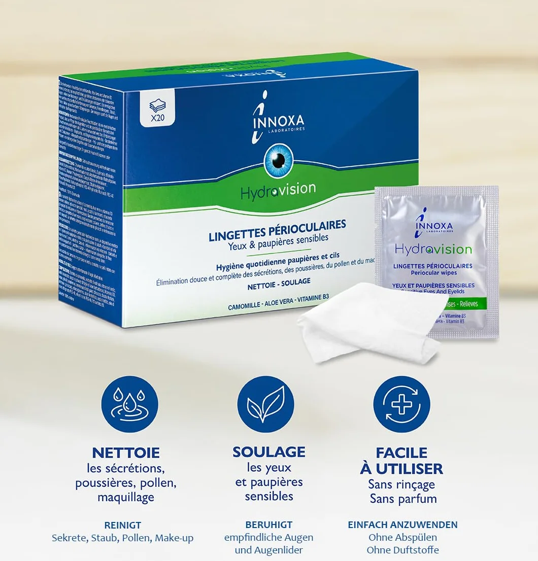 INNOXA Laboratoires Lingettes Nettoyantes Oculaires Hygiène Paupières Cils Sécheresse Oculaire