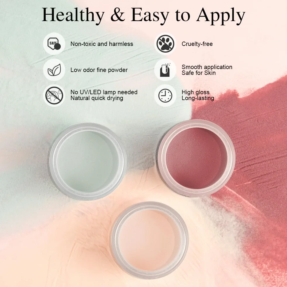 LOPHE Dip Powder Nail Kit 6 Couleurs Poudre et 3 Pcs Liquide Set Gel Base à Tremper Manucure DIY Salon Débutantes Cadeau Femmes Filles Tons clairs