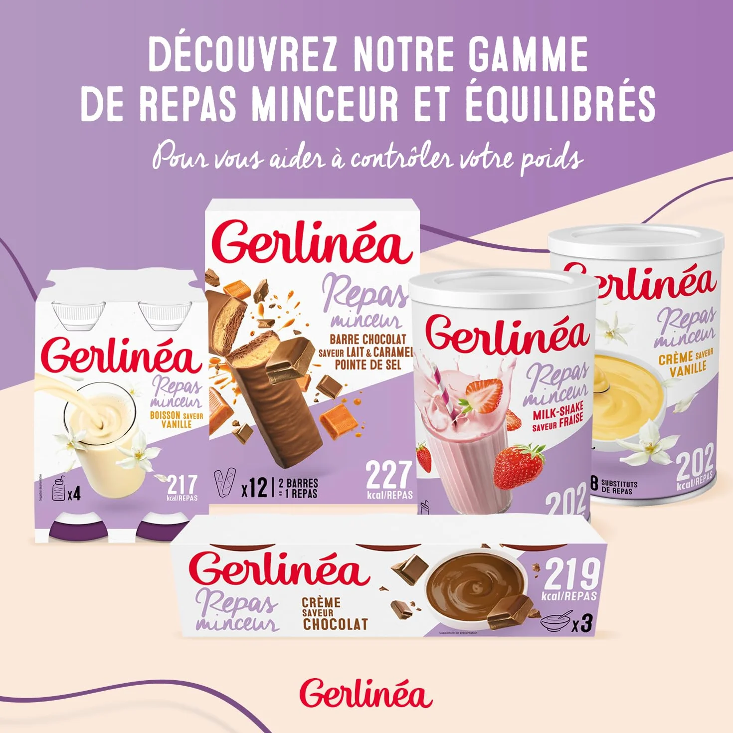 GERLINÉA Boisson Milkshake Banane Substitut de Repas Minceur Riche en Protéines 15 repas 436 g