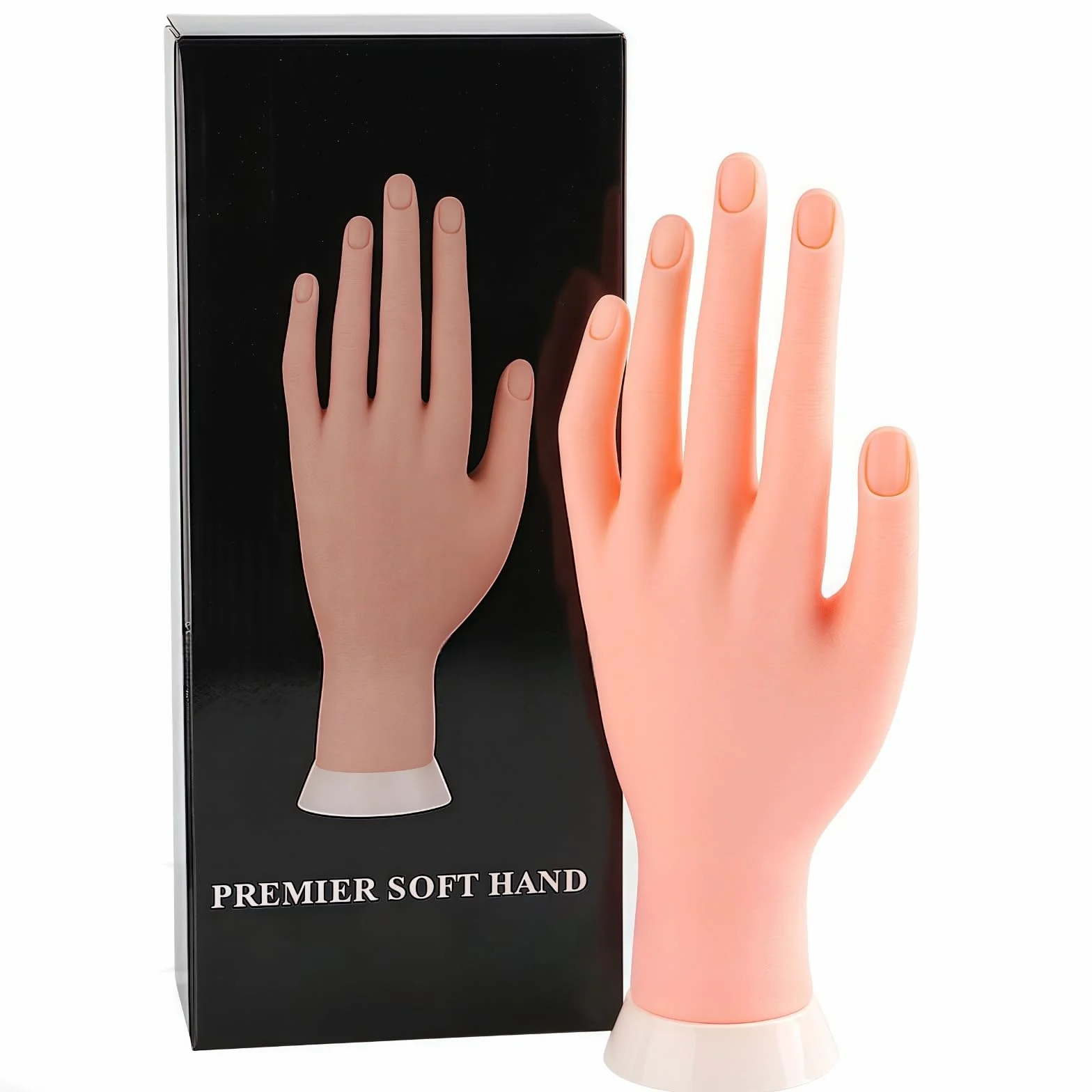 Main d Entrainement pour Ongle,Silicone Mains d Entrainement pour Ongle,Modèle de Pratique à Ongles,Main Artificielle pour la Formation de Démarreur Fake Nail Art,Manucure Bricolage