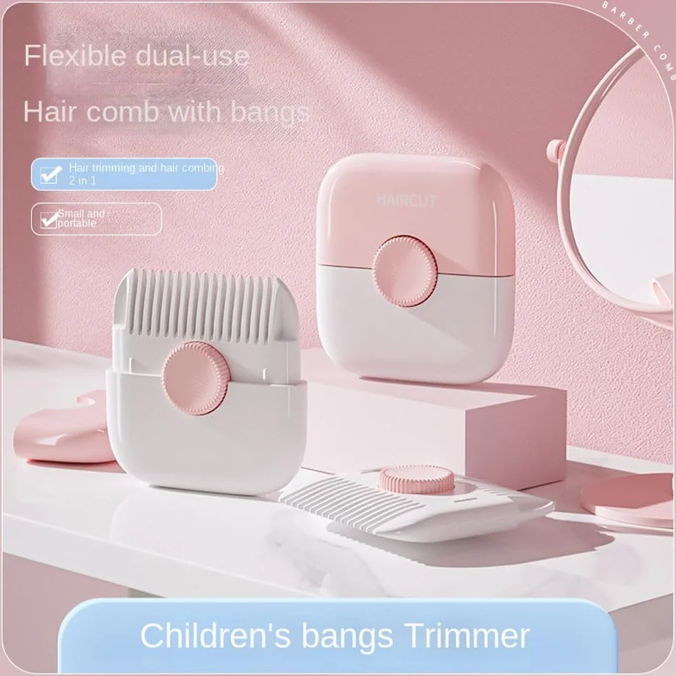 2-in-1 Kids Hair Trimmer, Double-Sided Razor Comb Clipper for Thin & Thick Hair, Trim Pocket Comb (Pink)