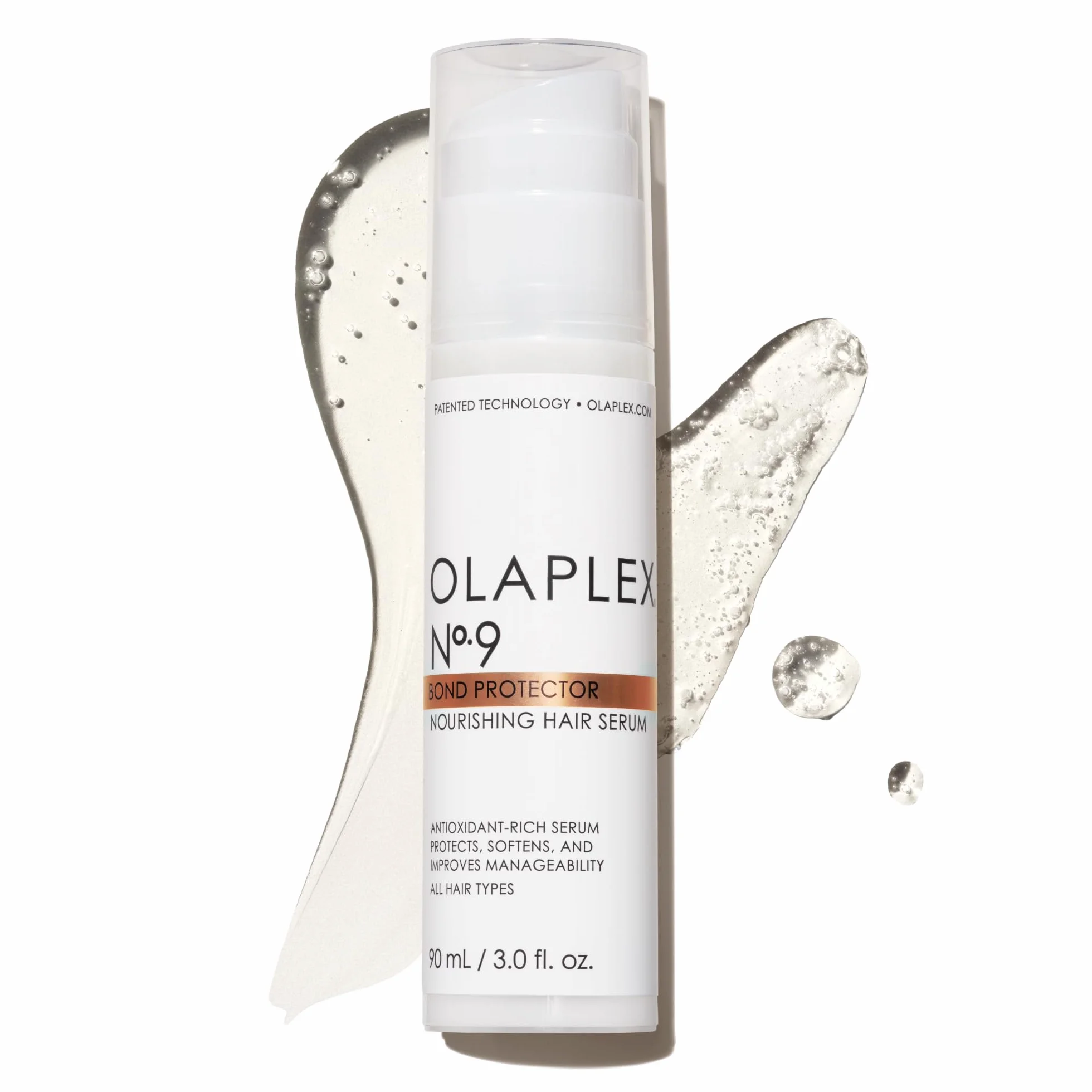 Olaplex No 9 Sérum Capillaire Nourrissant Protecteur de Liens, Protecteur de Chaleur, Adoucit et Nourrit sans Alourdir, Réduit les Nœuds et l'Électricité Statique, Pour Tous Types de Cheveux, 90 ml