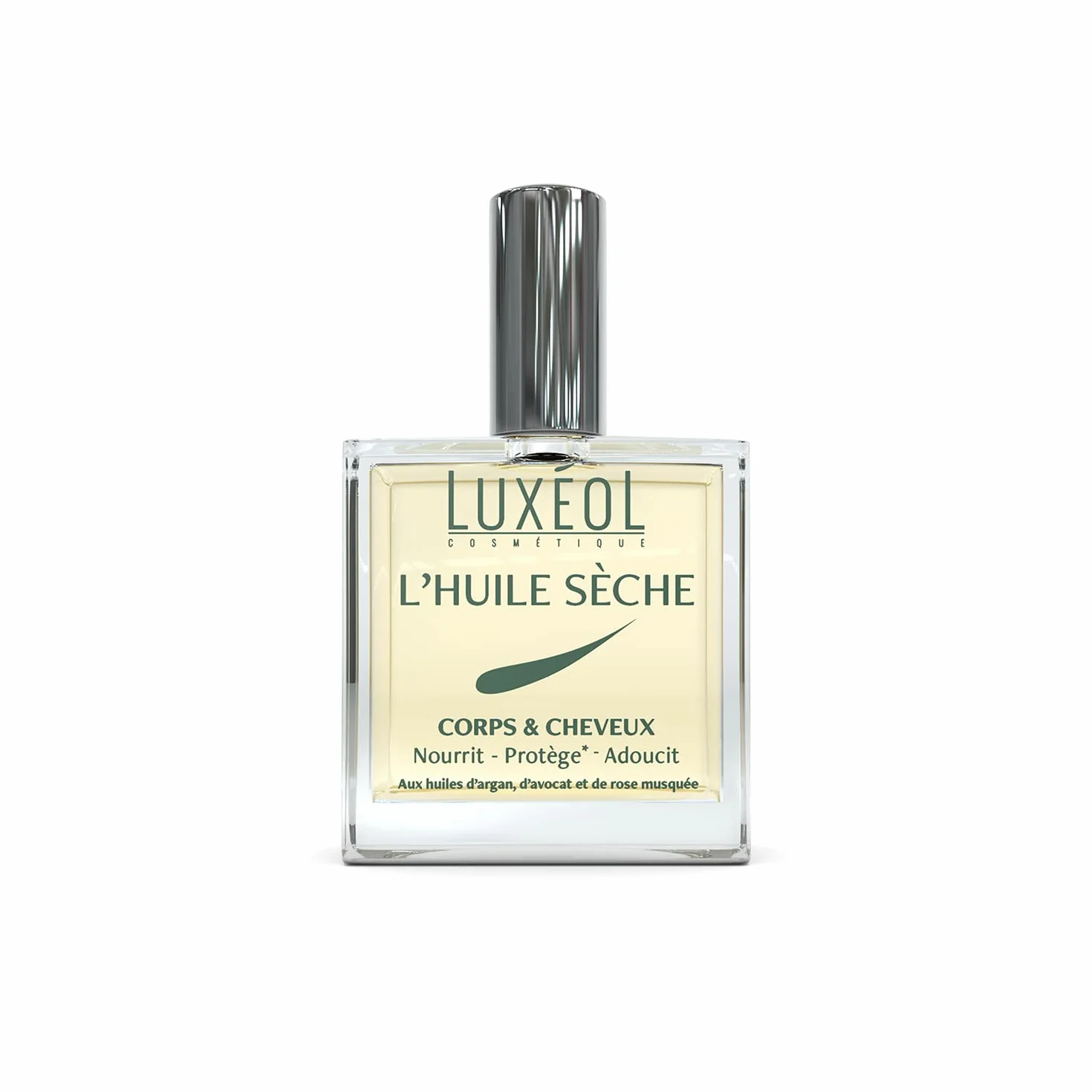 LUXÉOL Huile Sèche Corps & Cheveux Multi-Usage 100ml Enrichie En Huile D'Argan, Avocat, Rose Musquée Fabriqué En France