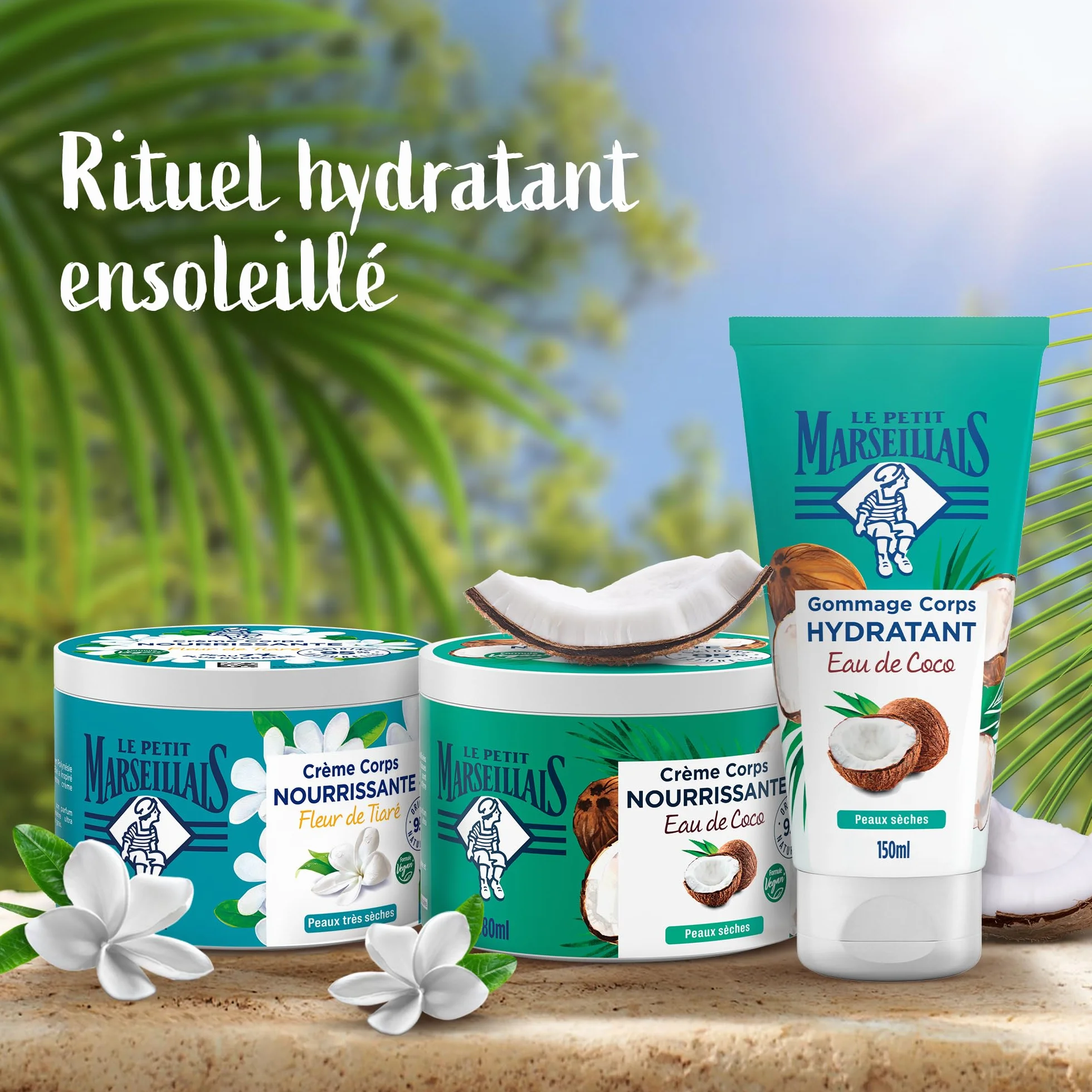 Le Petit Marseillais Crème Corps Nourrissante Fleur de Tiaré 380 ml Crème hydratante peaux très sèches Formule vegan