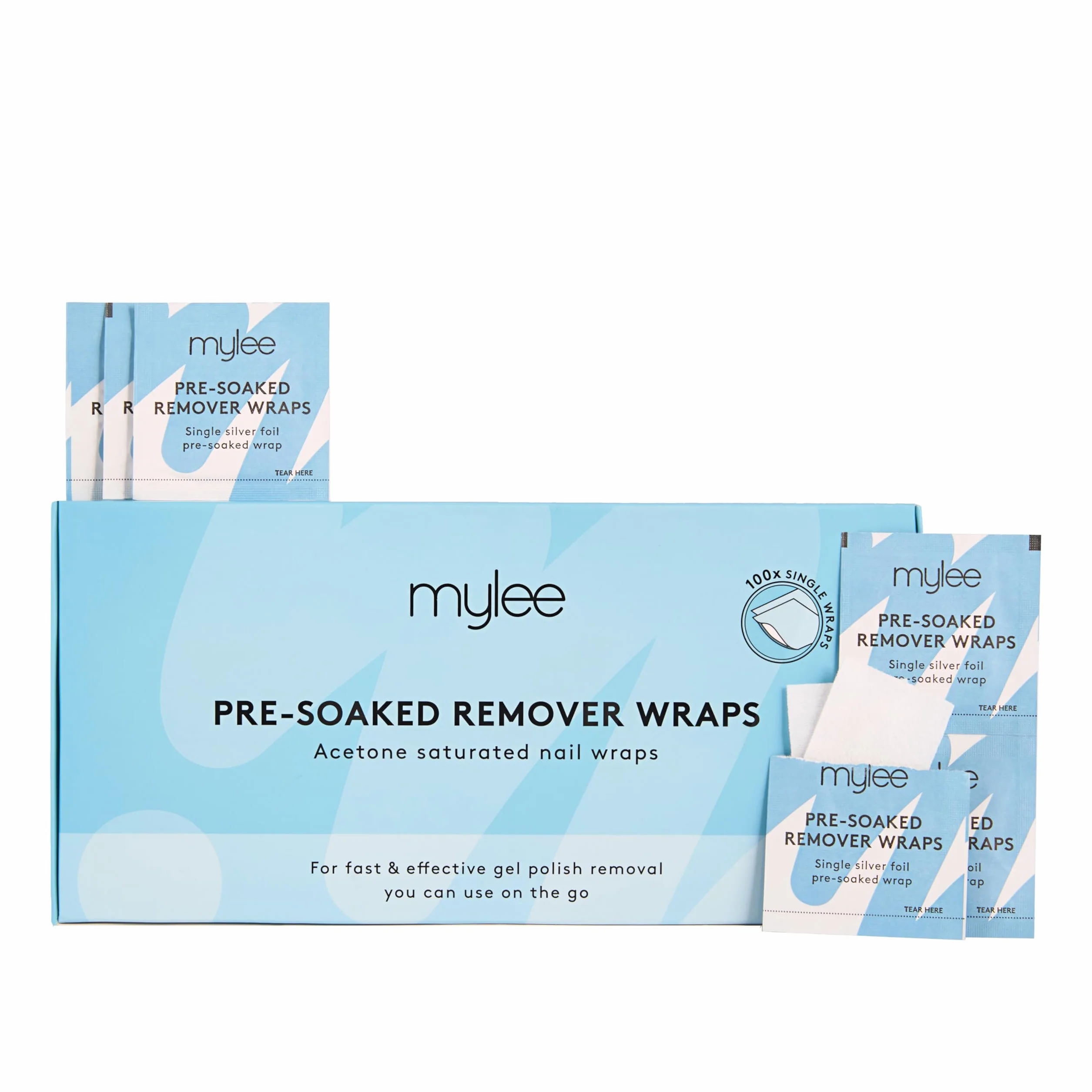 Mylee Pochettes Dissolvantes en Aluminium avec Lingettes Pré-imbibées d’Acétone 100 lingettes