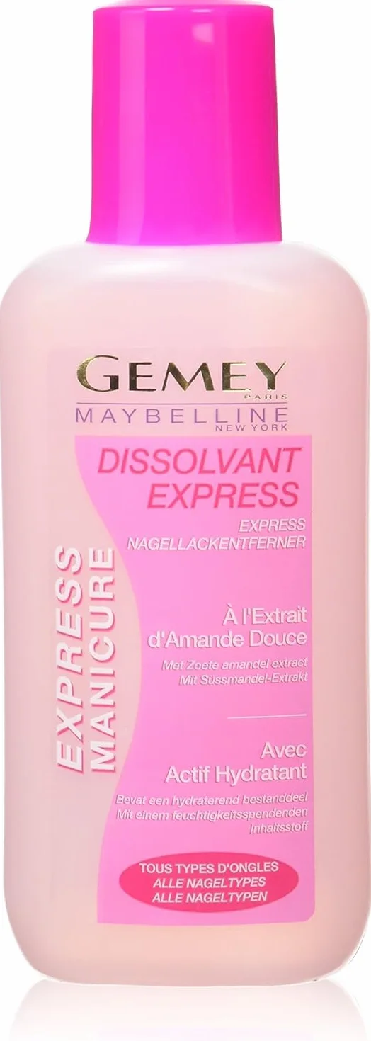 Maybelline New York Dissolvant Express Manucure Hydratant Acétone Amande Douce 125 ml