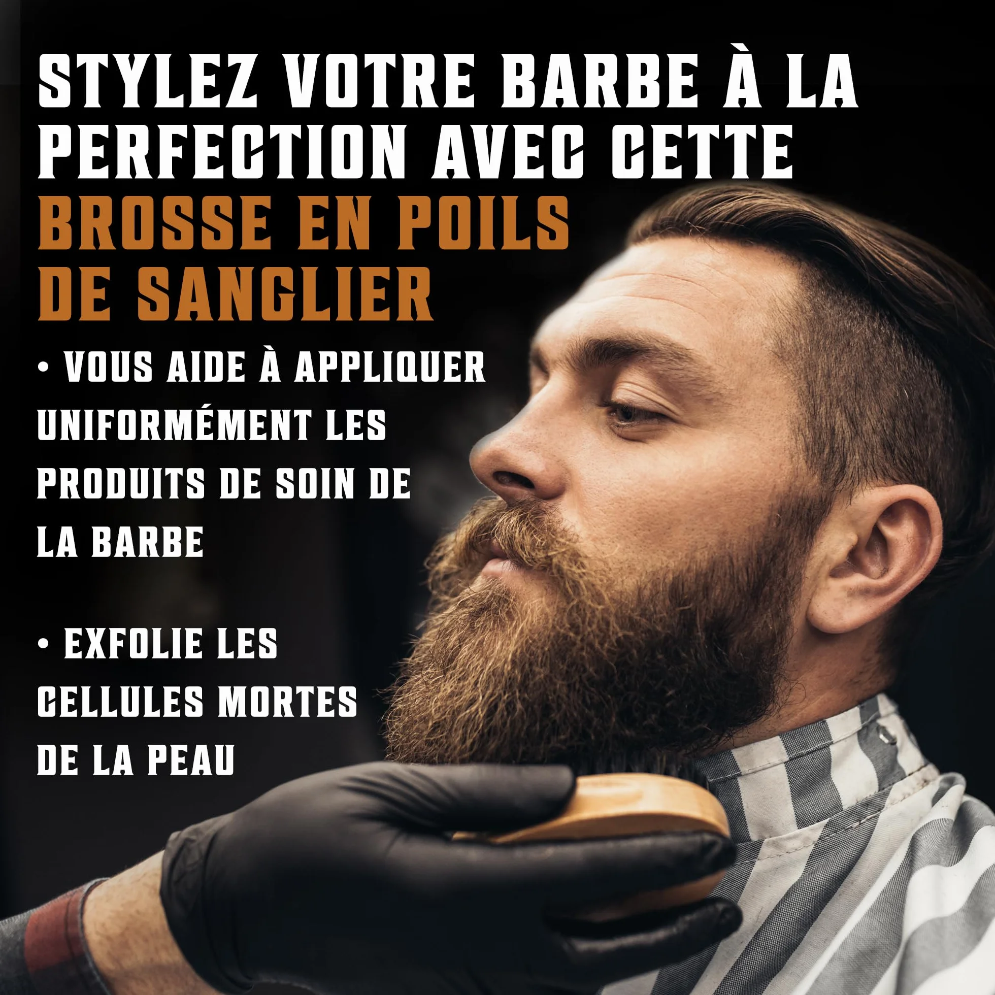 Brosse à Barbe Poil de Sanglier Naturel Peigne Bois Poirier Viking Revolution avec Pochette Voyage Velours