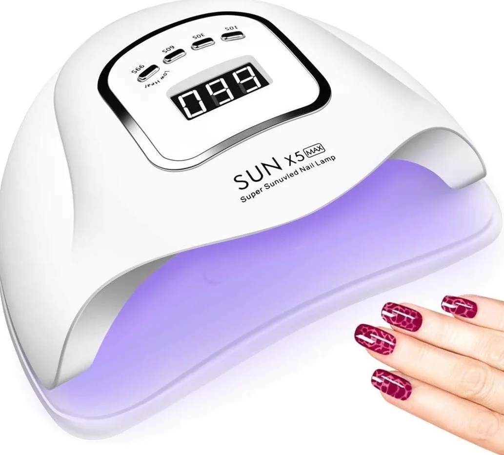 Lampe à ongles à LED UV 150W, lampe de vernis à gel pour sèche-ongles professionnel avec 4 réglages de minuterie à capteur automatique, écran LCD