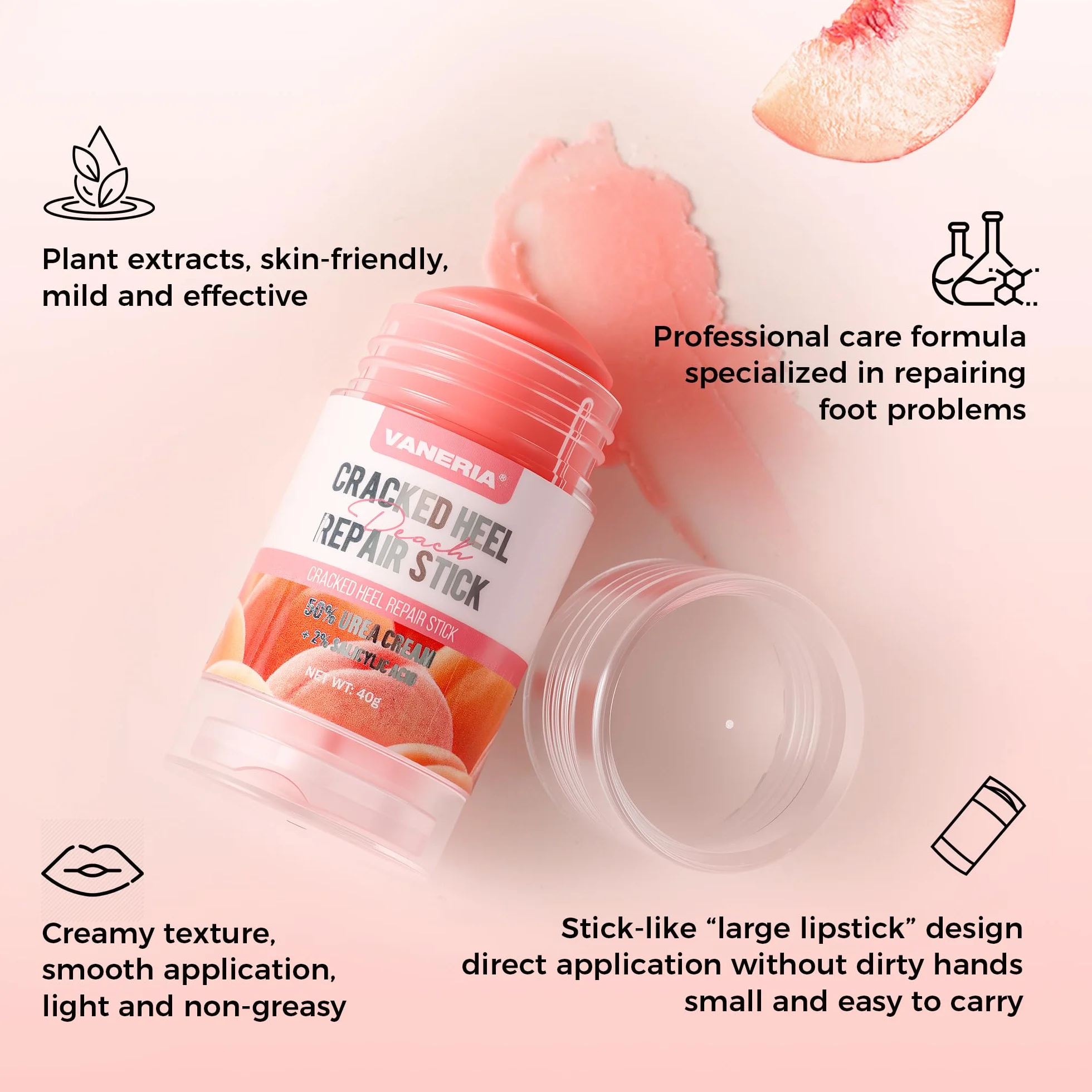 Vaneria Crème réparatrice pour pieds secs et crevassés 40g Pêche