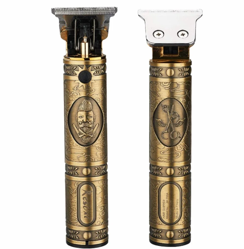 Tondeuse à Cheveux sans Fil Rechargeable T-Blade Trimmer Coupe Close pour Hommes (Or)