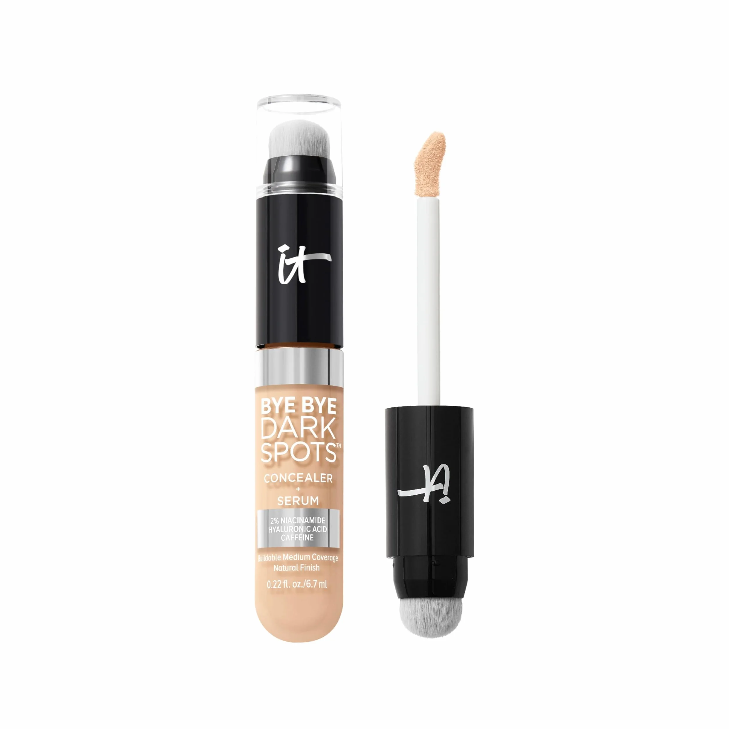 IT Cosmetics, Sérum Correcteur Bye Bye Dark Spots, Couvrance Moyenne Modulable, Enrichi en Niacinamide, Acide Hyaluronique & Caféine, 6,7 ml