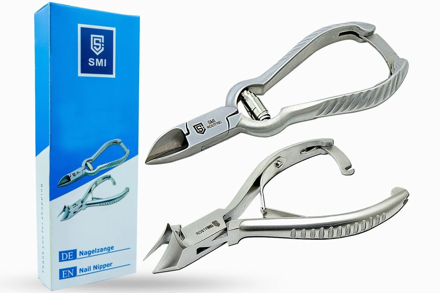 SMI coupe ongle 2 pièces, coupe ongle pied pour les ongles incarnés et épais pince ongle acier inoxydable pince coupe ongle pied avec etui