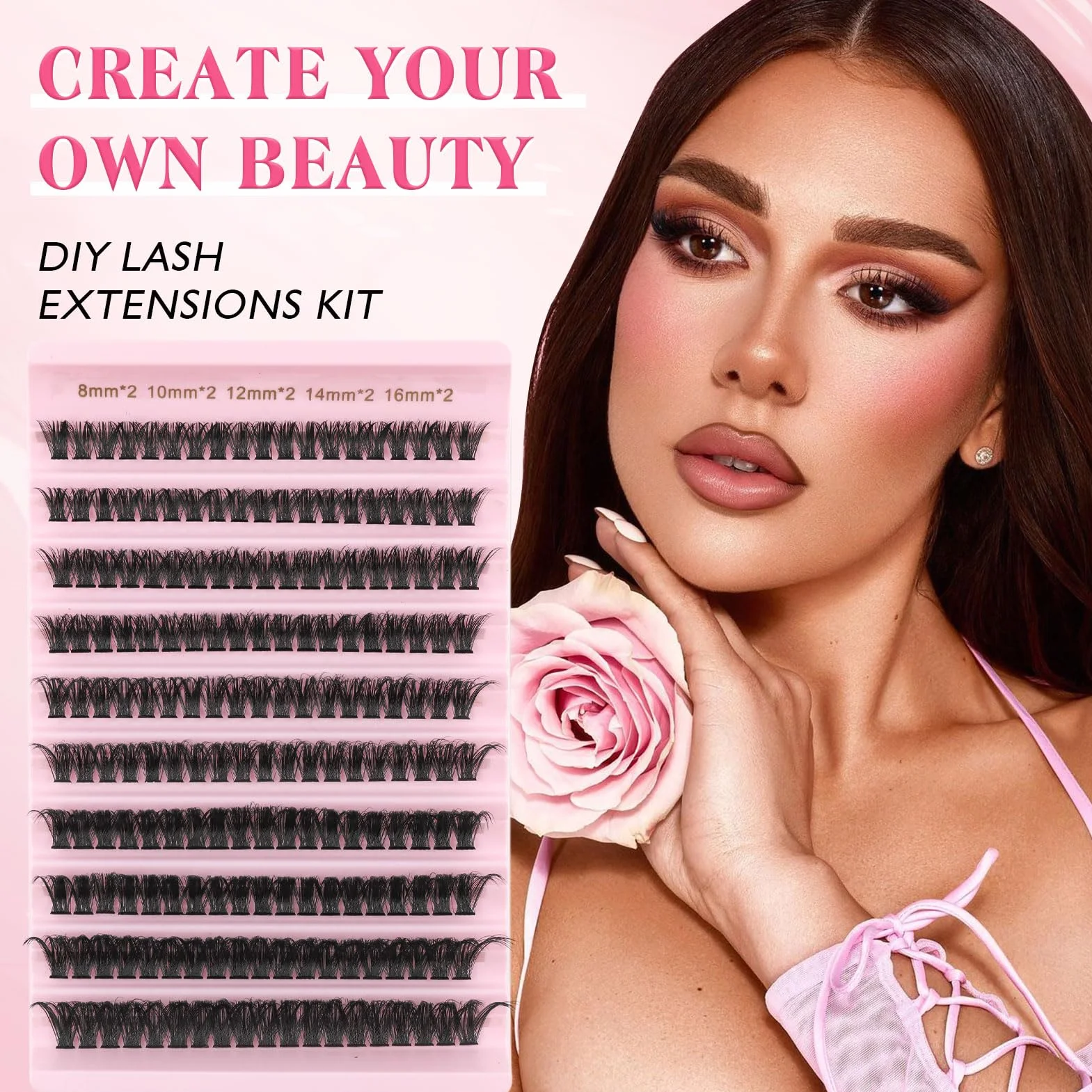 Sixstarhair Faux Cils Individuel Kit Extension Cils 60D Volume Russe DIY 8-16mm