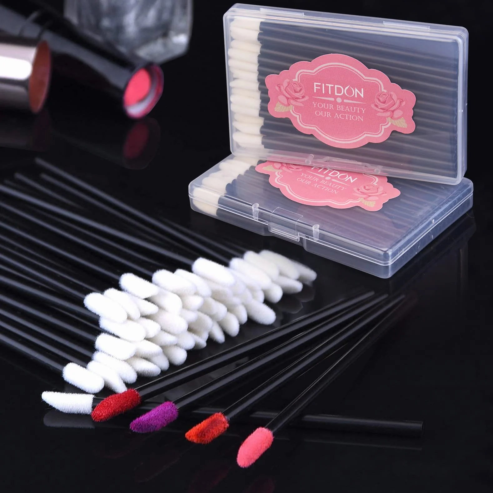 FITDON Pinceaux à lèvres jetables Applicateur de Rouge à Lèvres 240 pièces