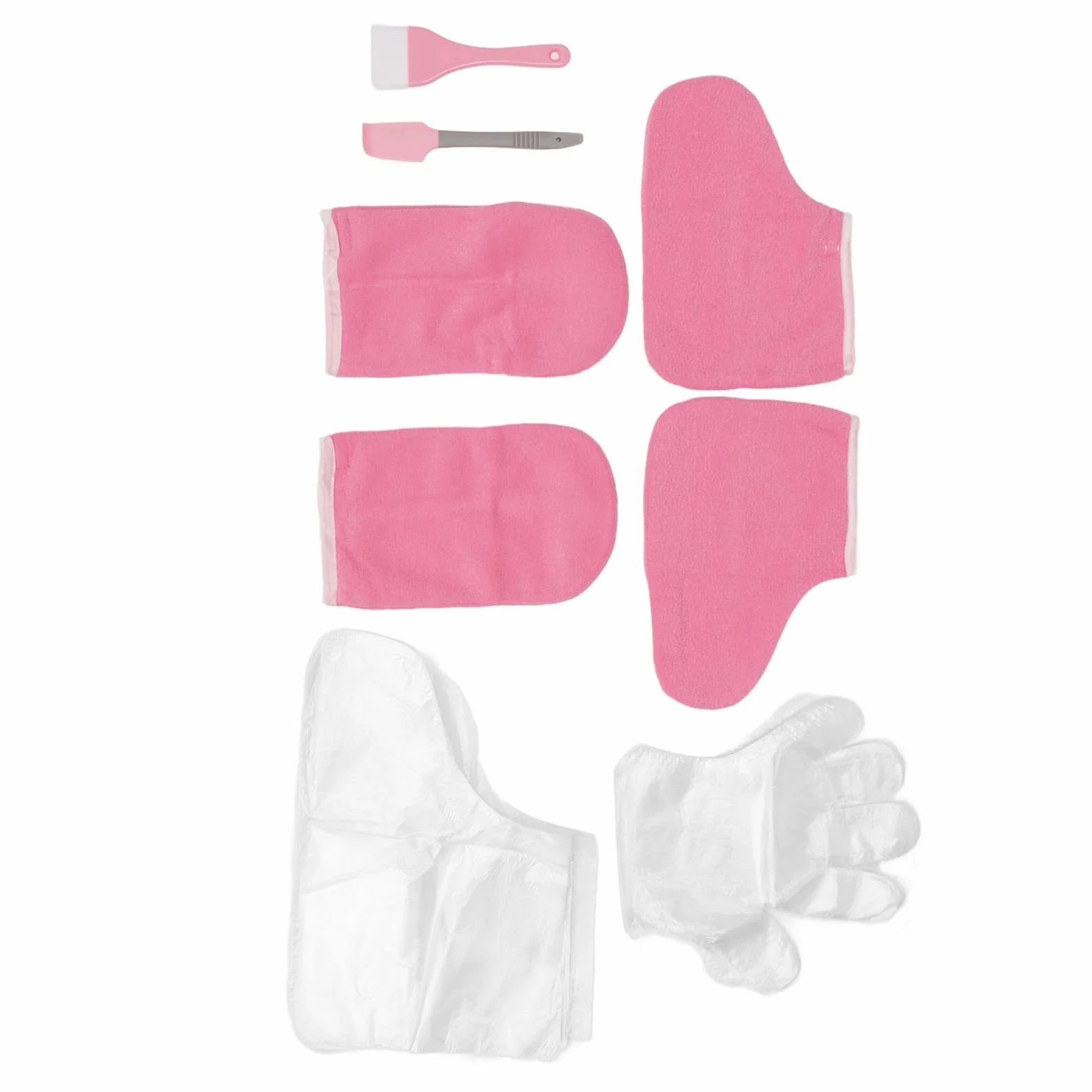 Ensemble de gants de bain en cire de paraffine, doublures de pied en flanelle rose pour mains sèches, set de soins hydratants pour spa à domicile